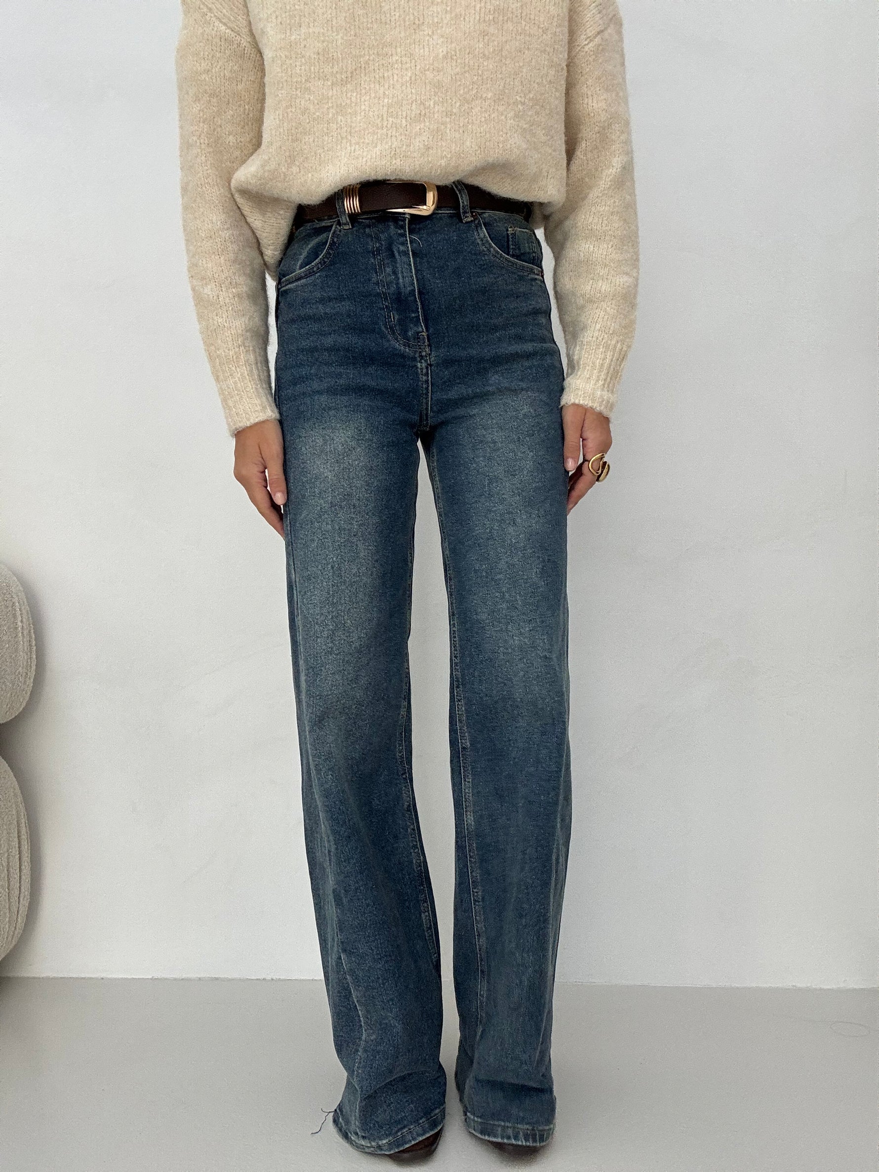 Jeans ‘VITA ALTA CON CUCITURA’ Denim Slavato