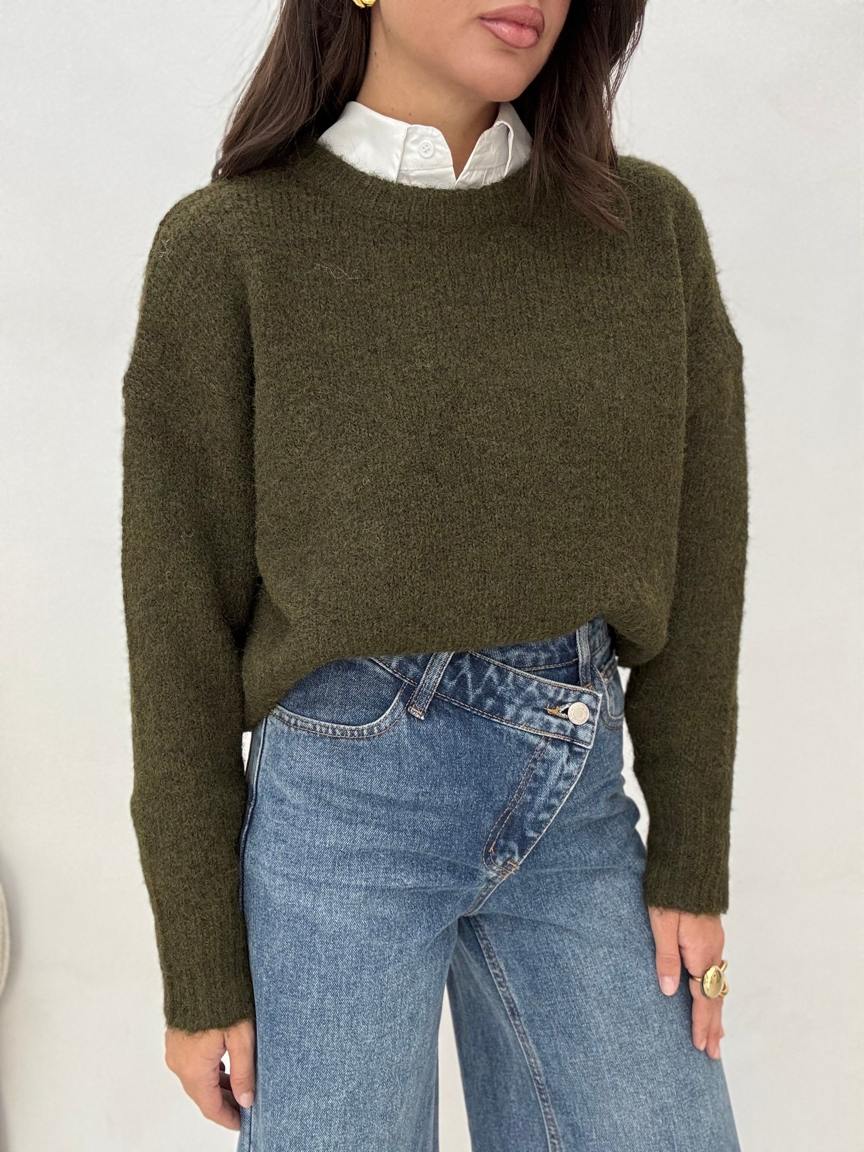 Maglione ‘GIROCOLLO’ Verde Militare