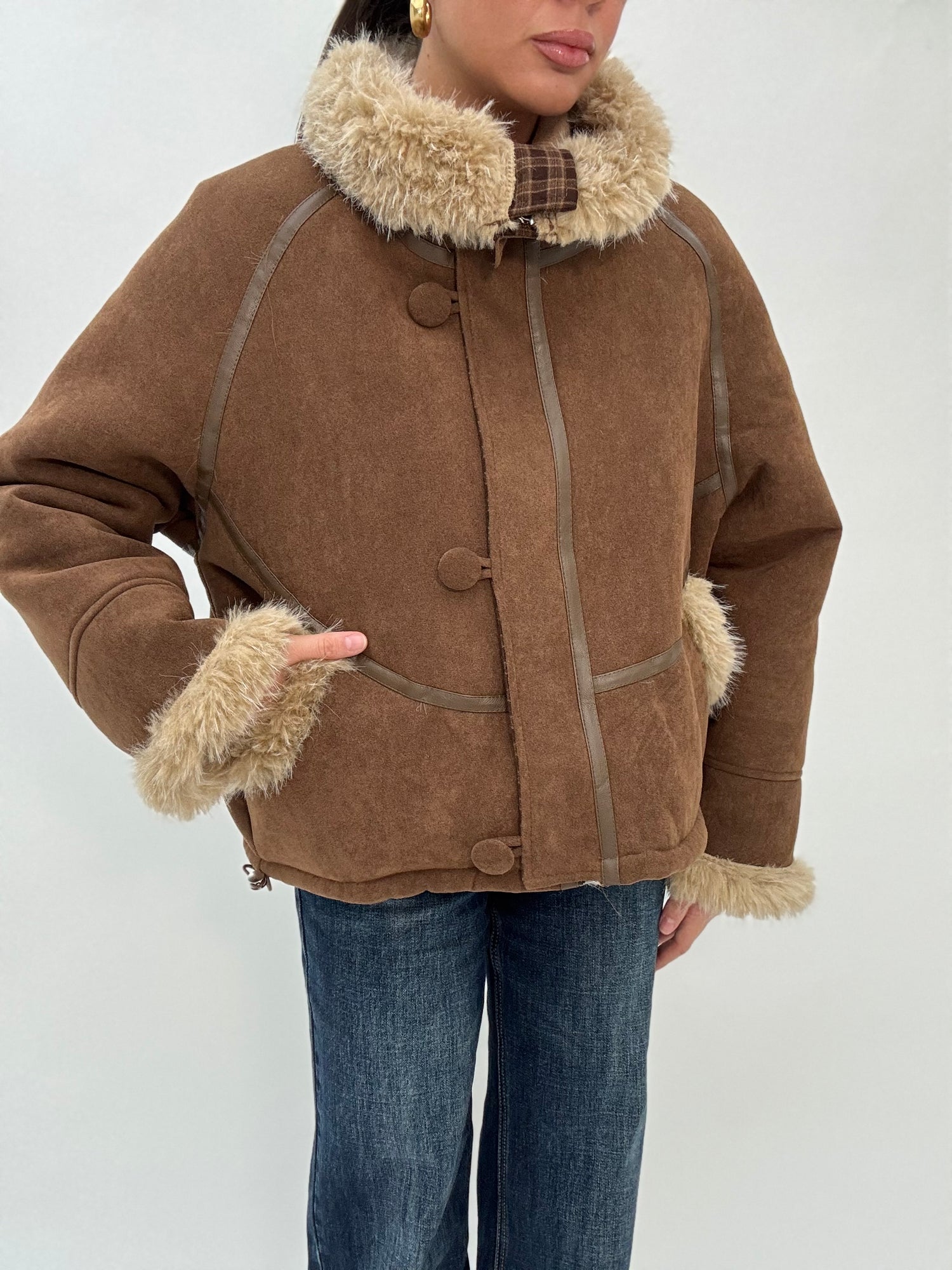 Montone ‘SUEDE ED ECO-PELLICCIA’ Cacao