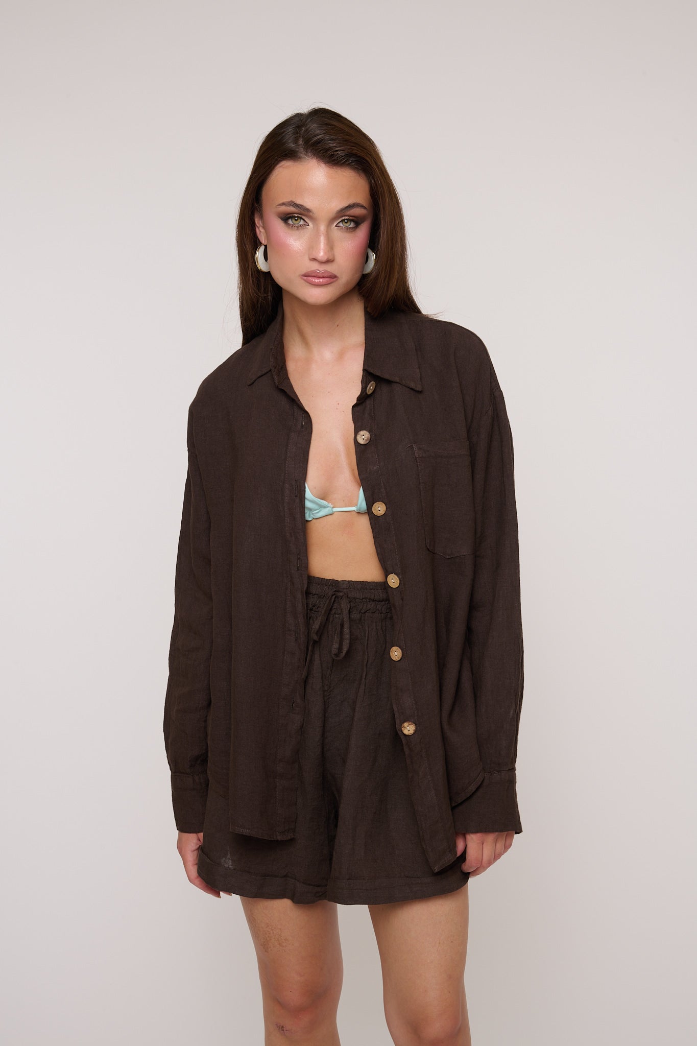 Camicia ‘100% LINO’ Cacao