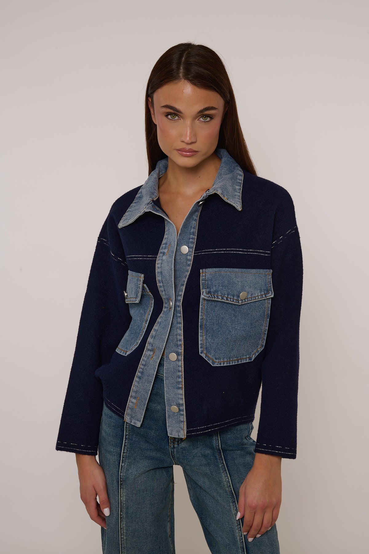 Cardigan ‘DETTAGLI IN DENIM’ Blu Notte