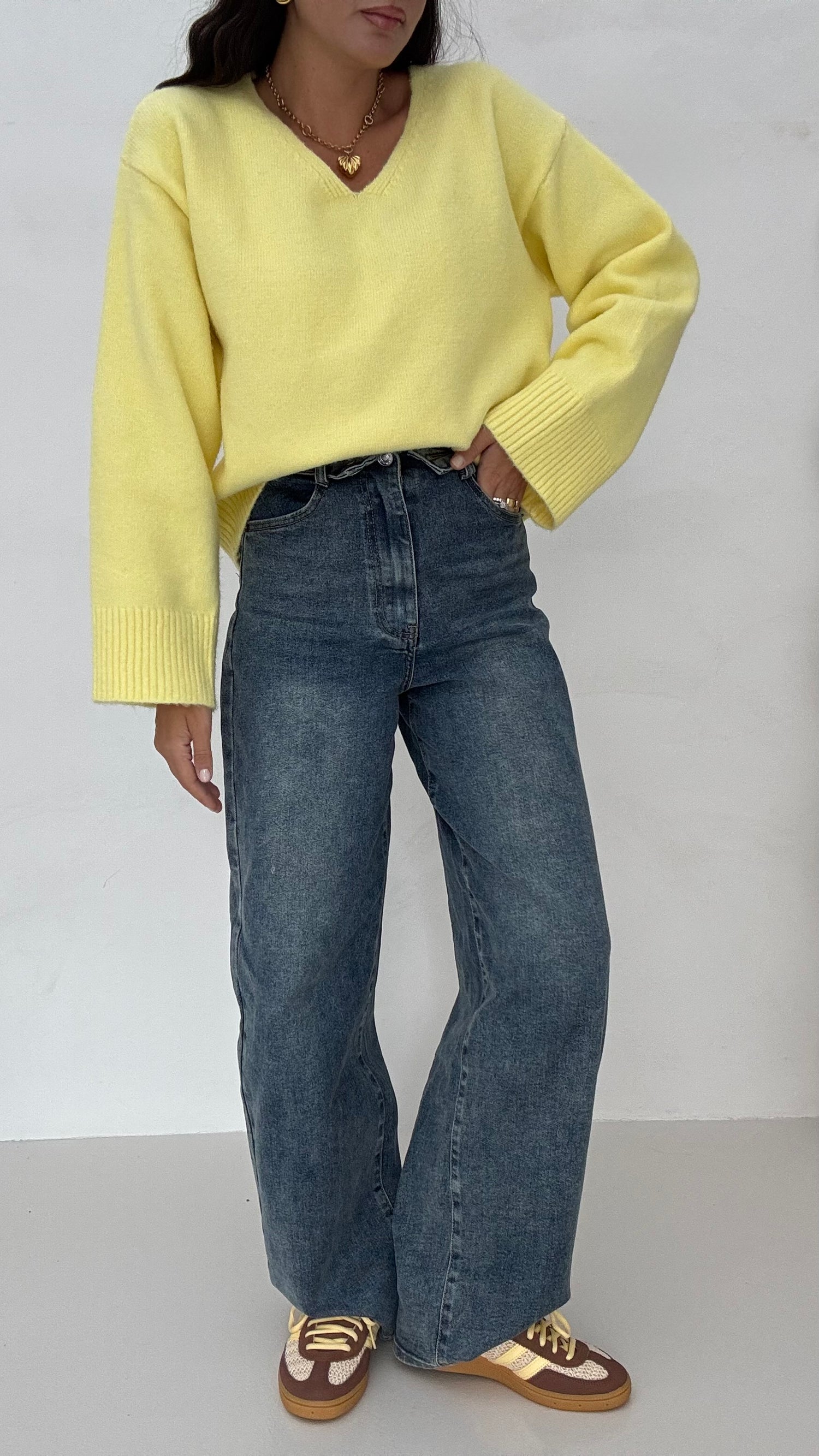 Maglione ‘20% LANA SCOLLO V’ Giallo
