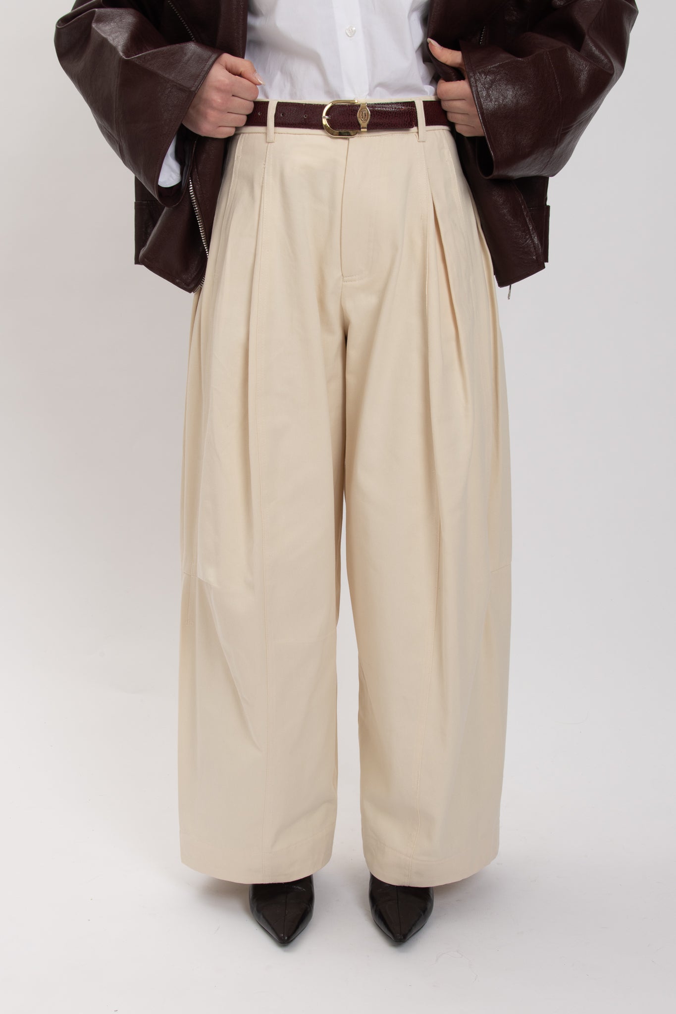 Pantalone ‘COTONE VITA ALTA’ Panna