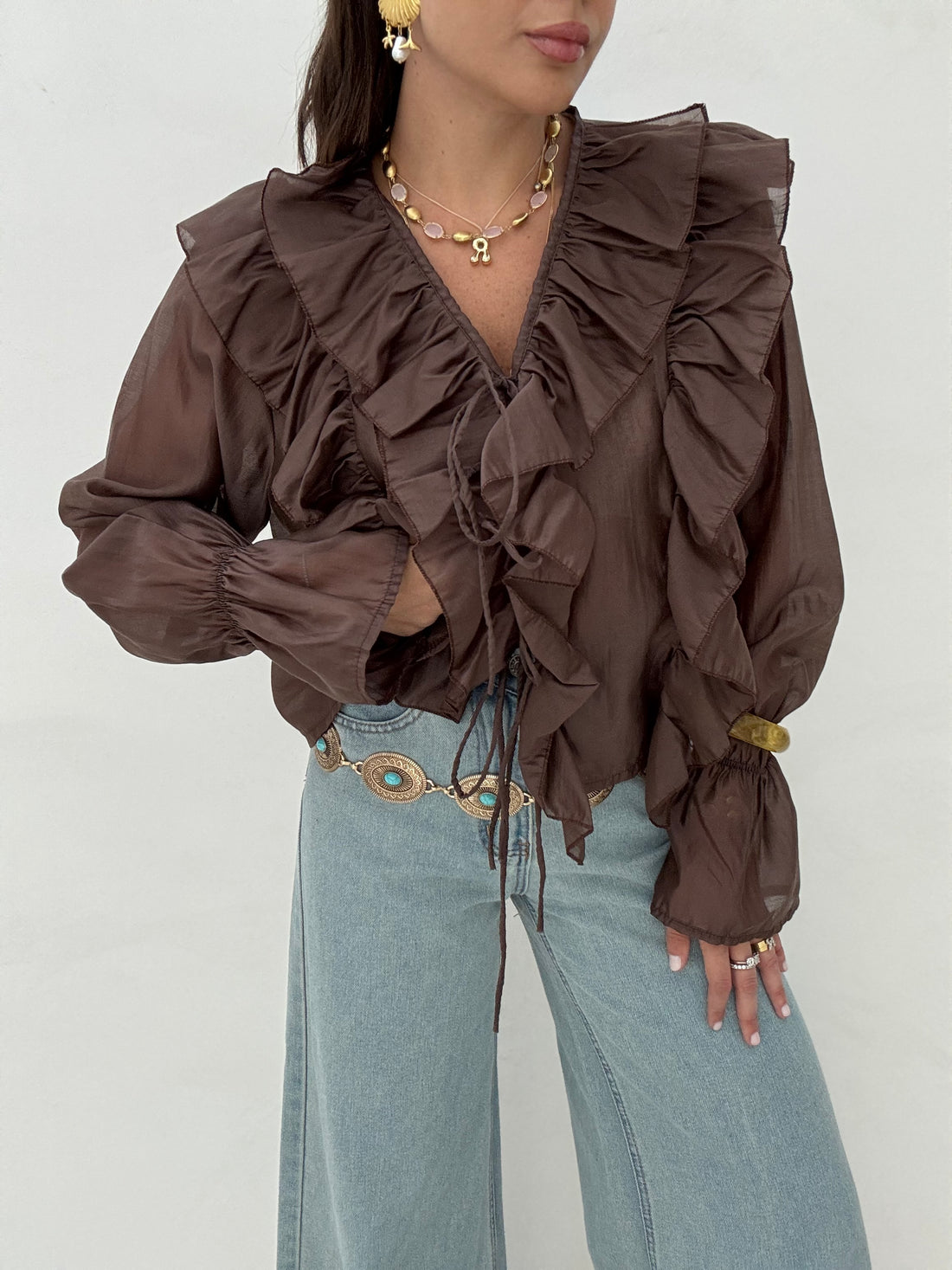 Camicia ‘ROUCHES E FIOCCHETTI’ Cacao