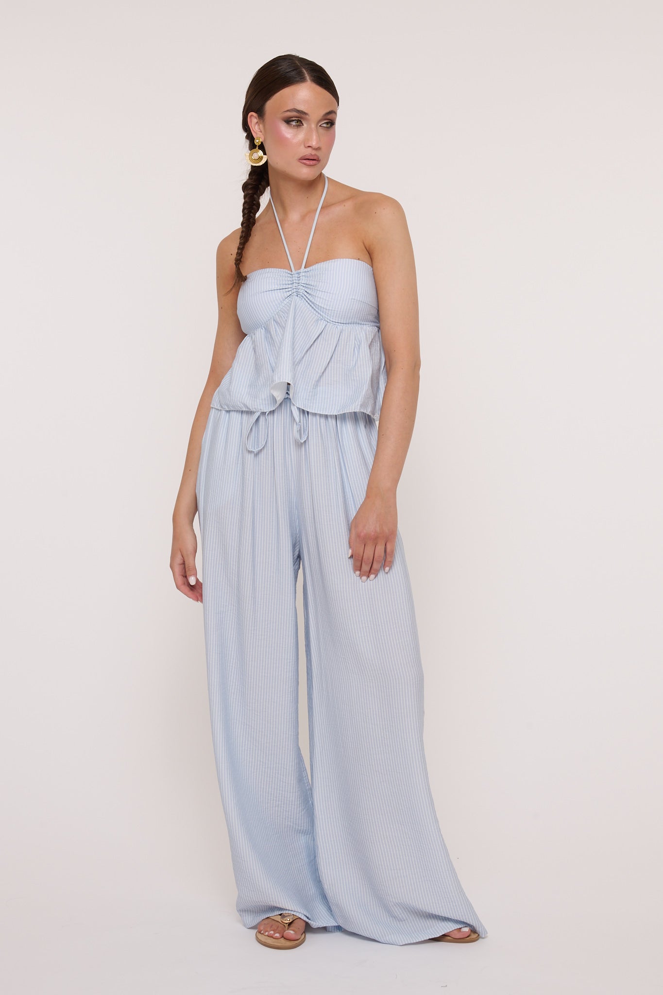 Coordinato ‘SUNDAY’ a righe Azzurro