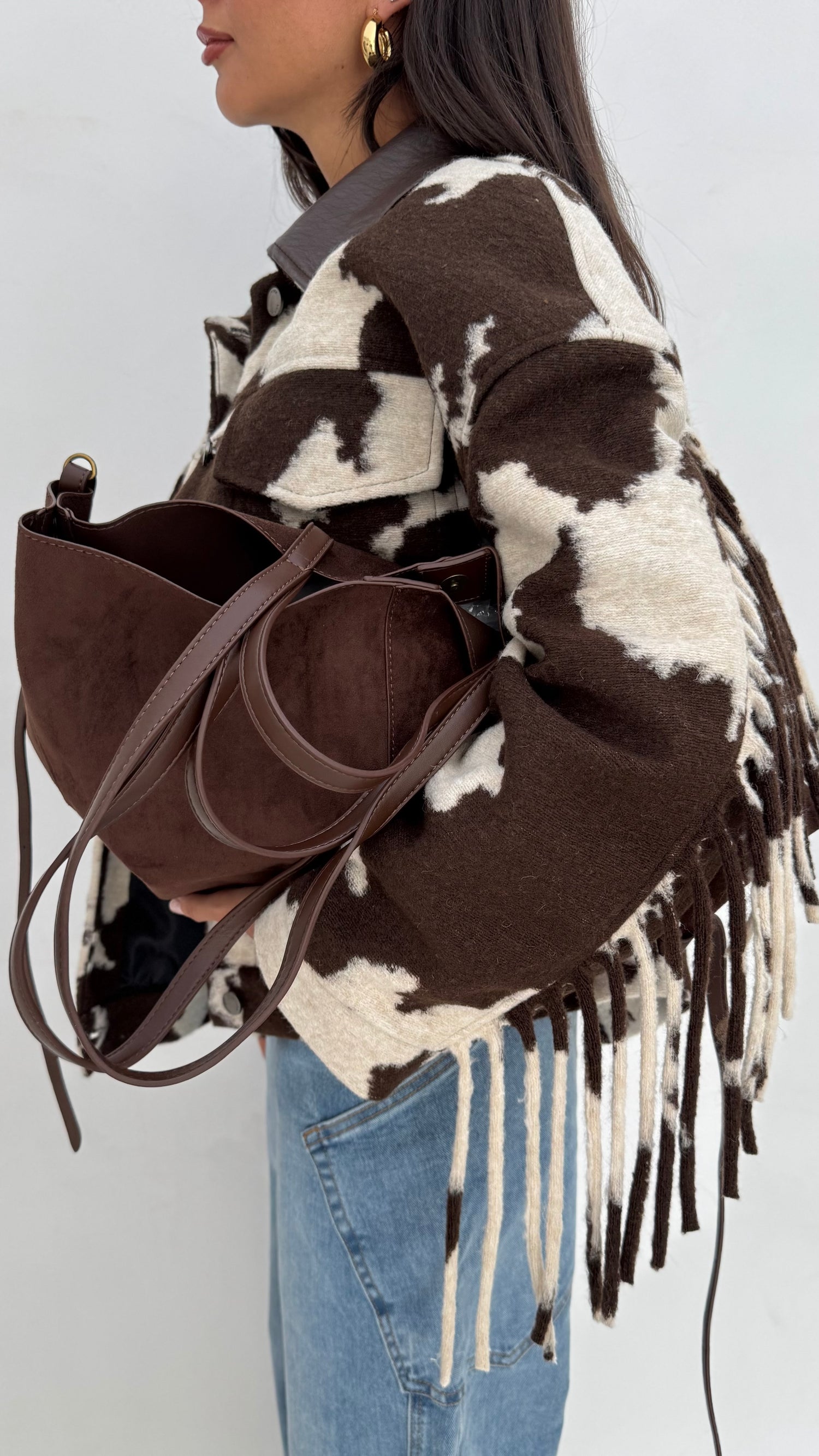 Borsa ‘LACCI LATERALI’ in suede Cacao