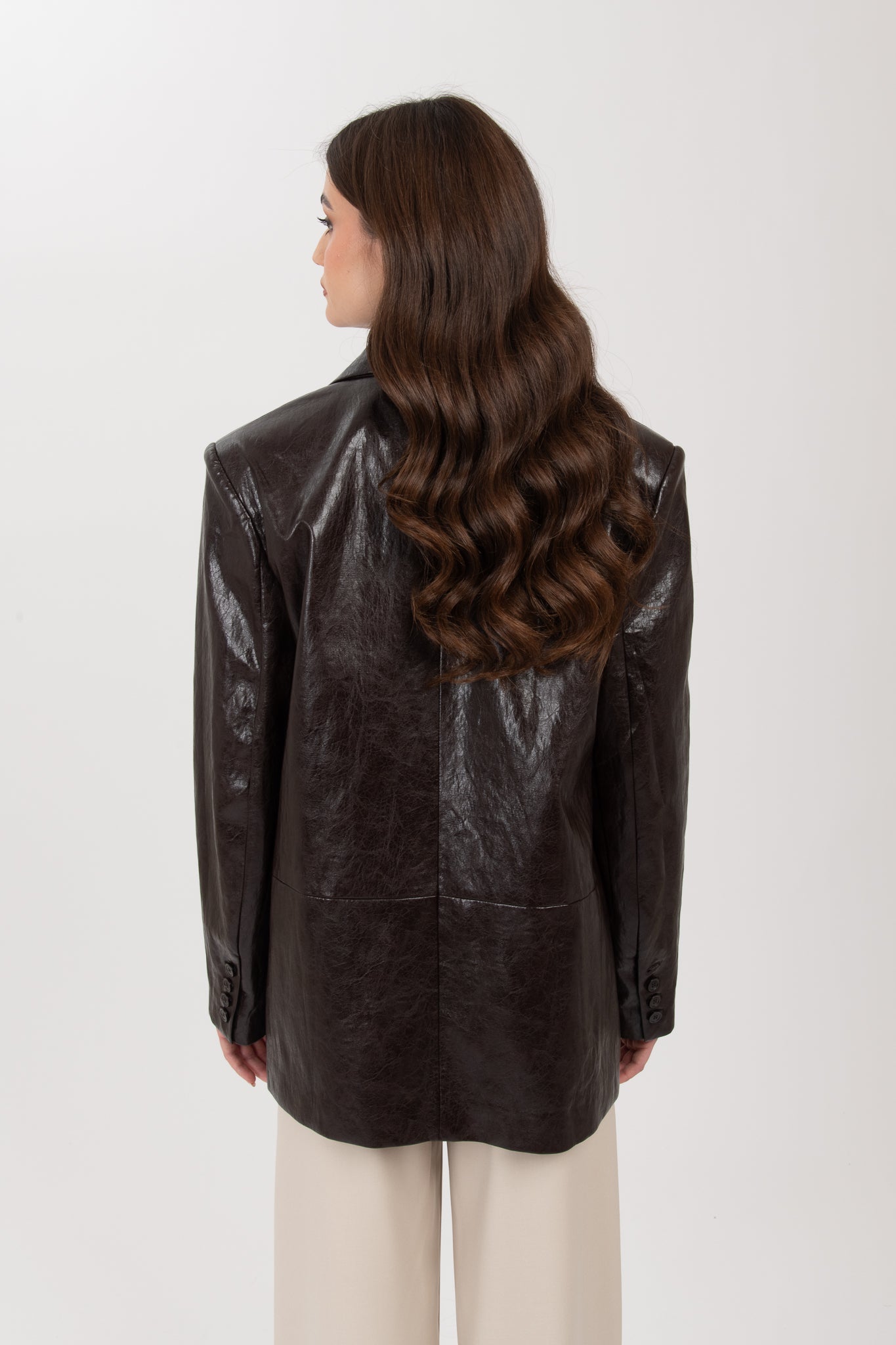 Blazer ‘ECO-PELLE VERNICE BY LUMINA’ Cacao