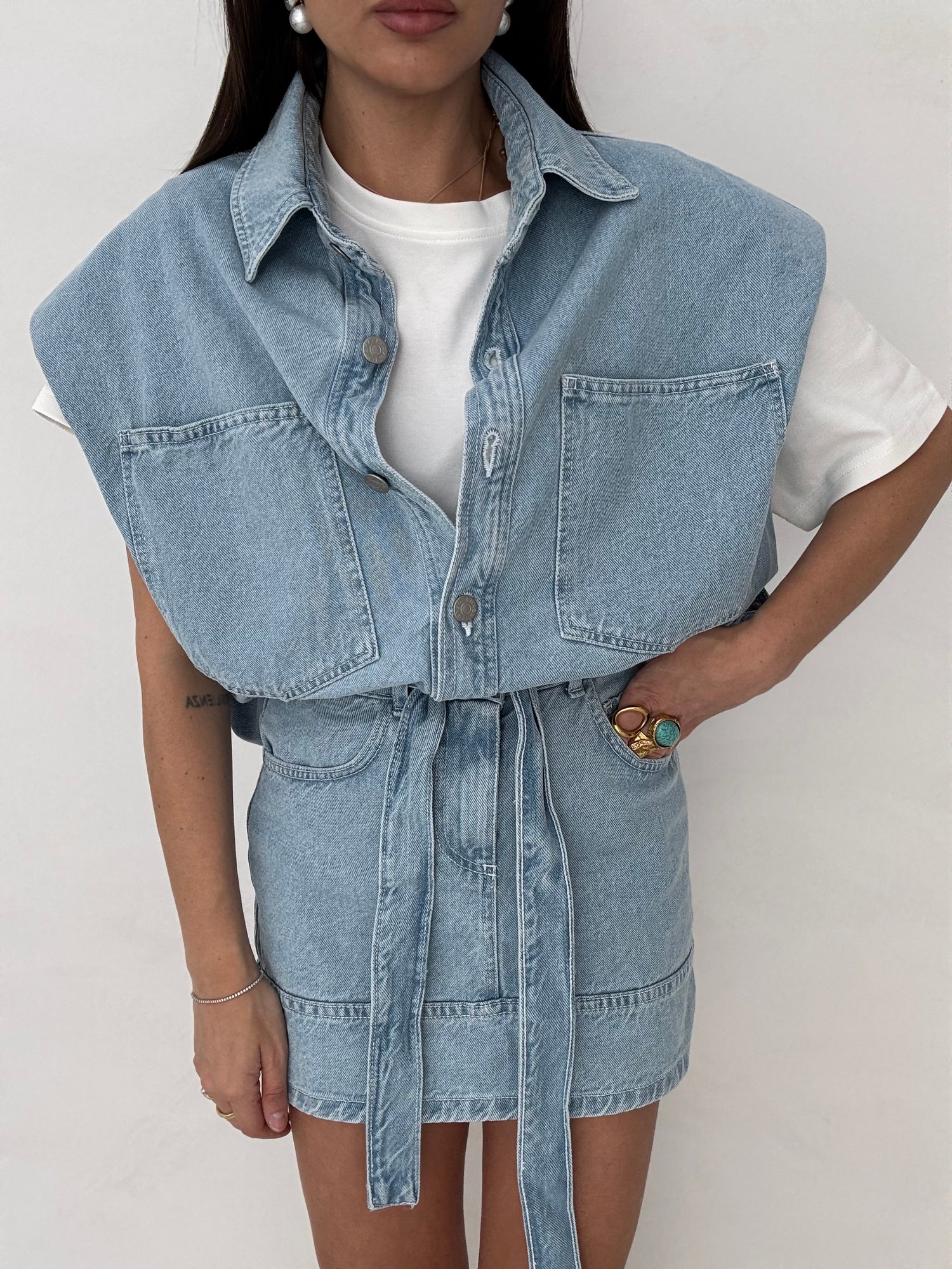 Coordinato ‘ON THE ROAD’ 100%COTONE Denim Chiaro