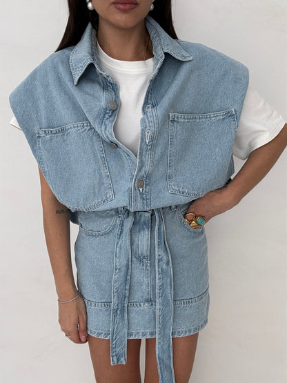 Coordinato ‘ON THE ROAD’ 100%COTONE Denim Chiaro