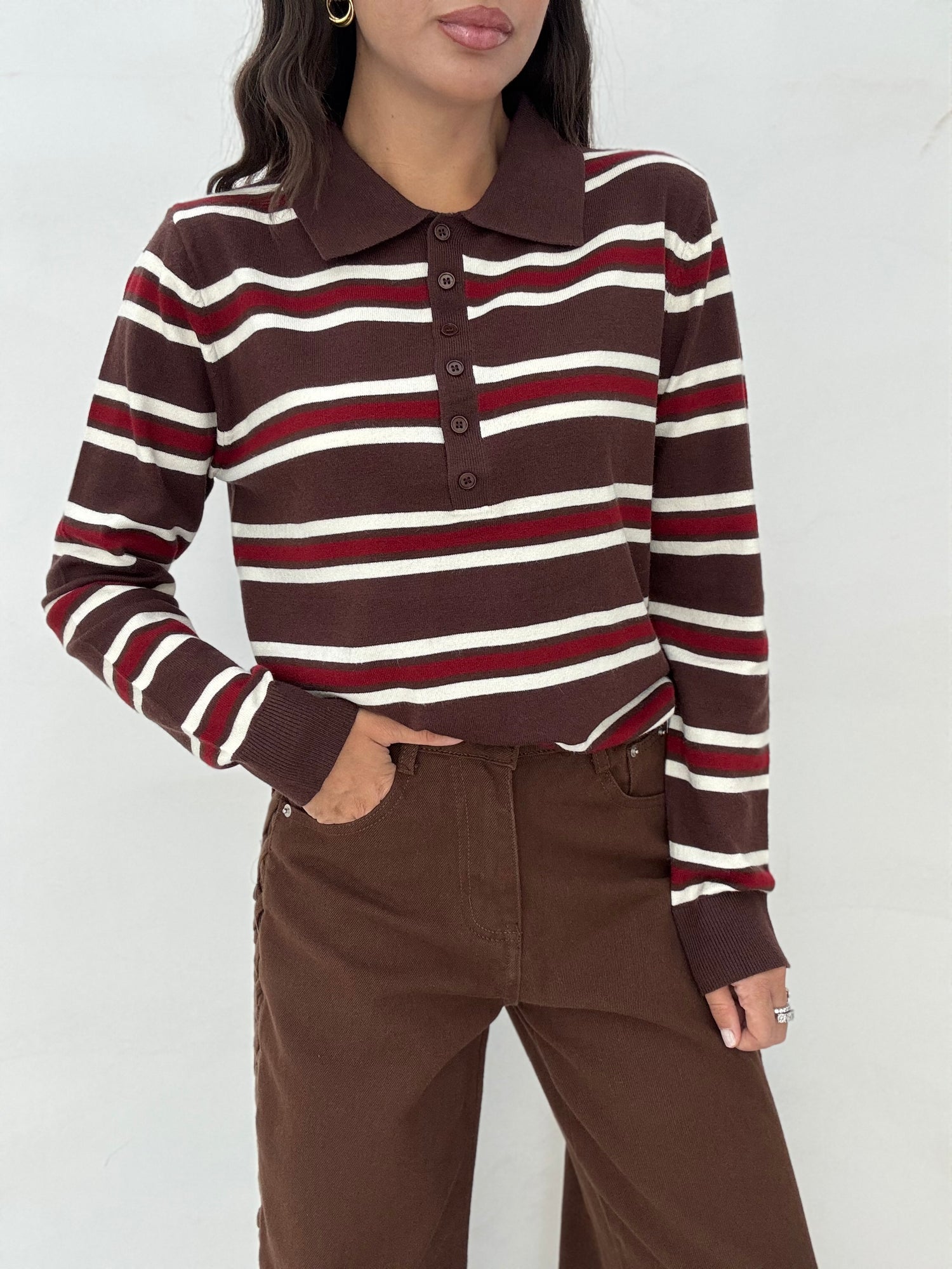 Maglia/Polo ‘RIGHE’ Cacao e Bordeaux