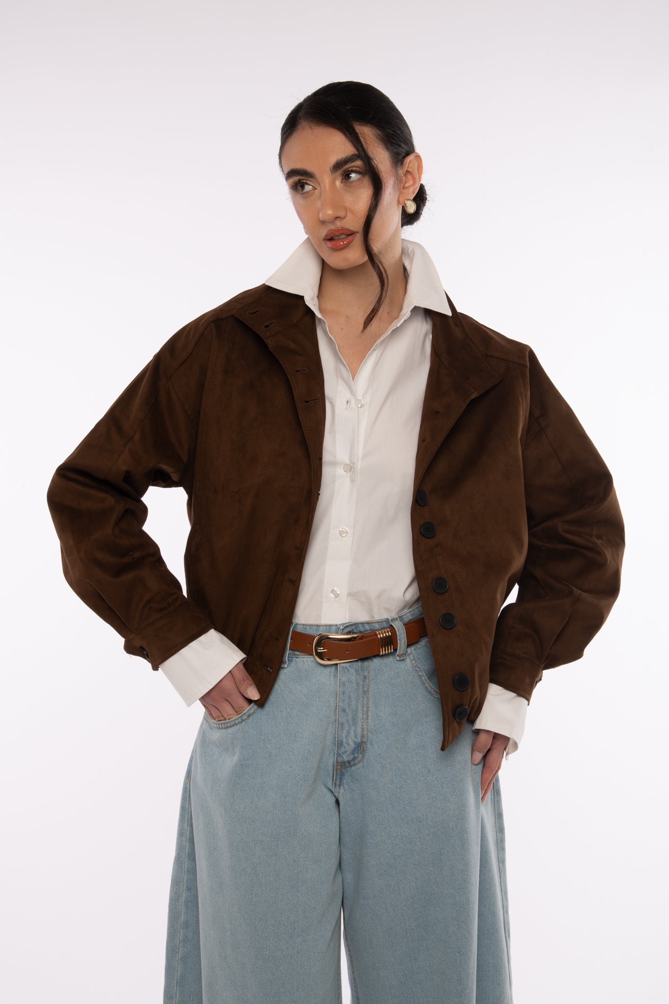 Bomber ‘ECO-CAMOSCIO COLLO ALTO’Cacao