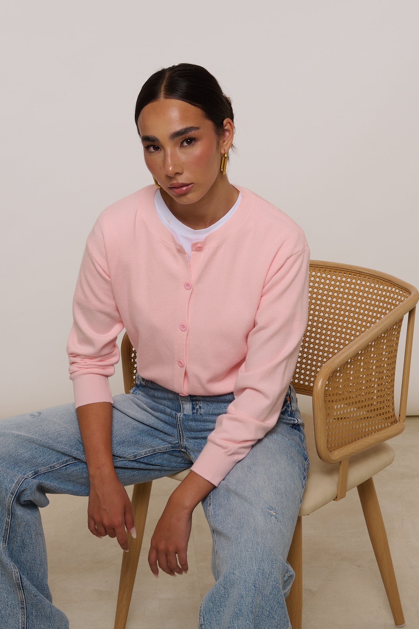 Cardigan Bottoncini ‘65% COTONE’ Rosa