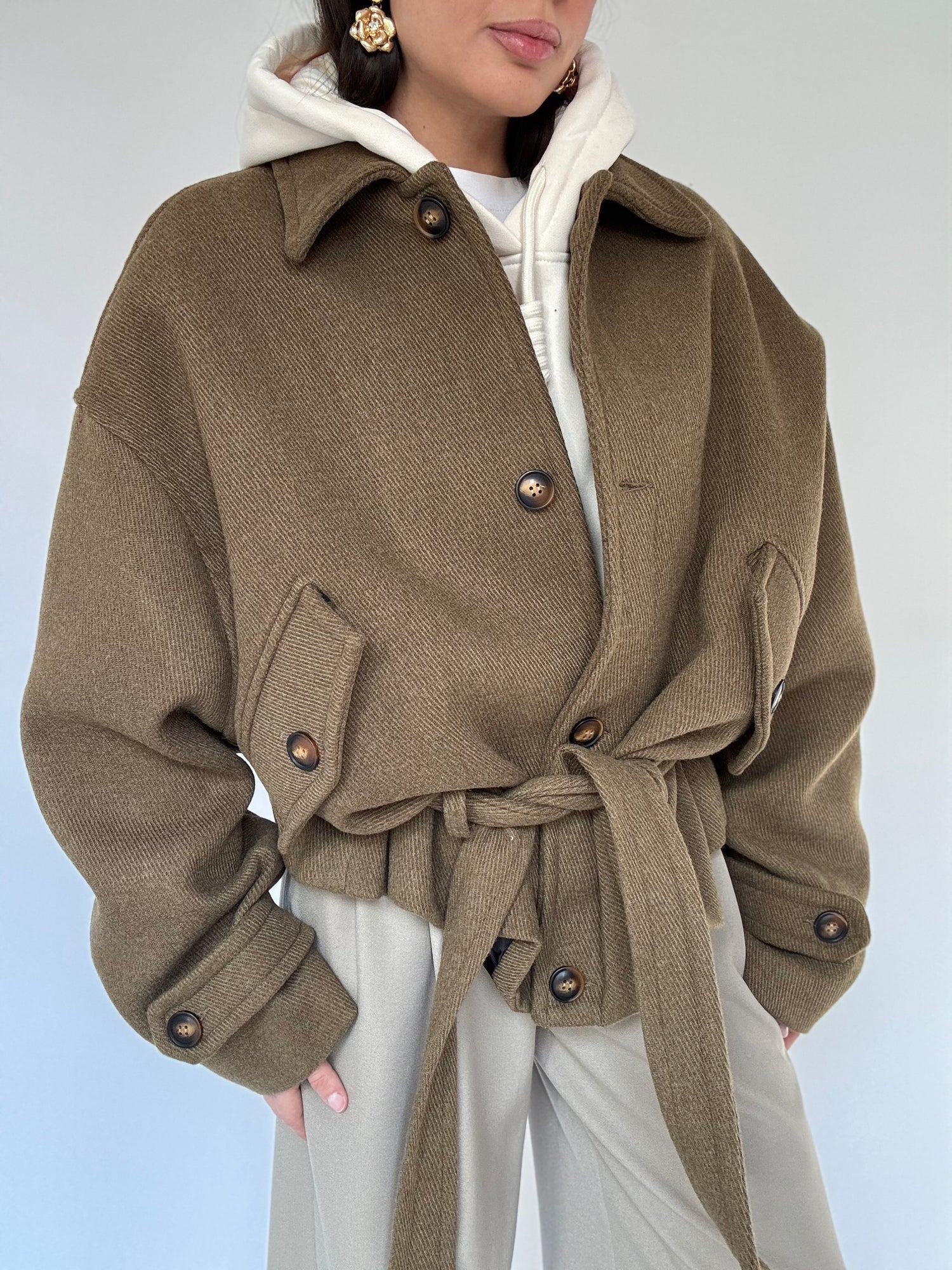 Cappotto Corto ‘BY LUMINA’ con cintura