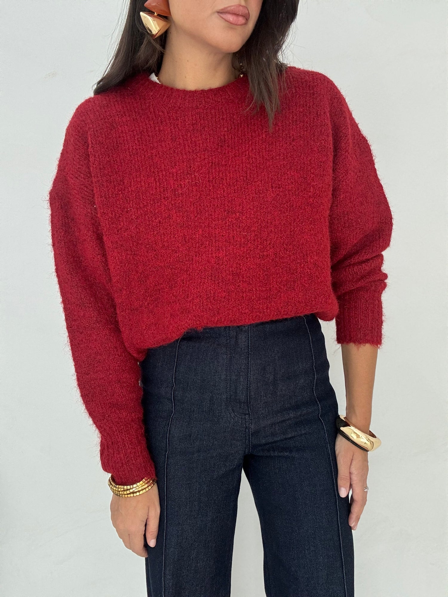 Maglione ‘GIROCOLLO’ Bordeaux