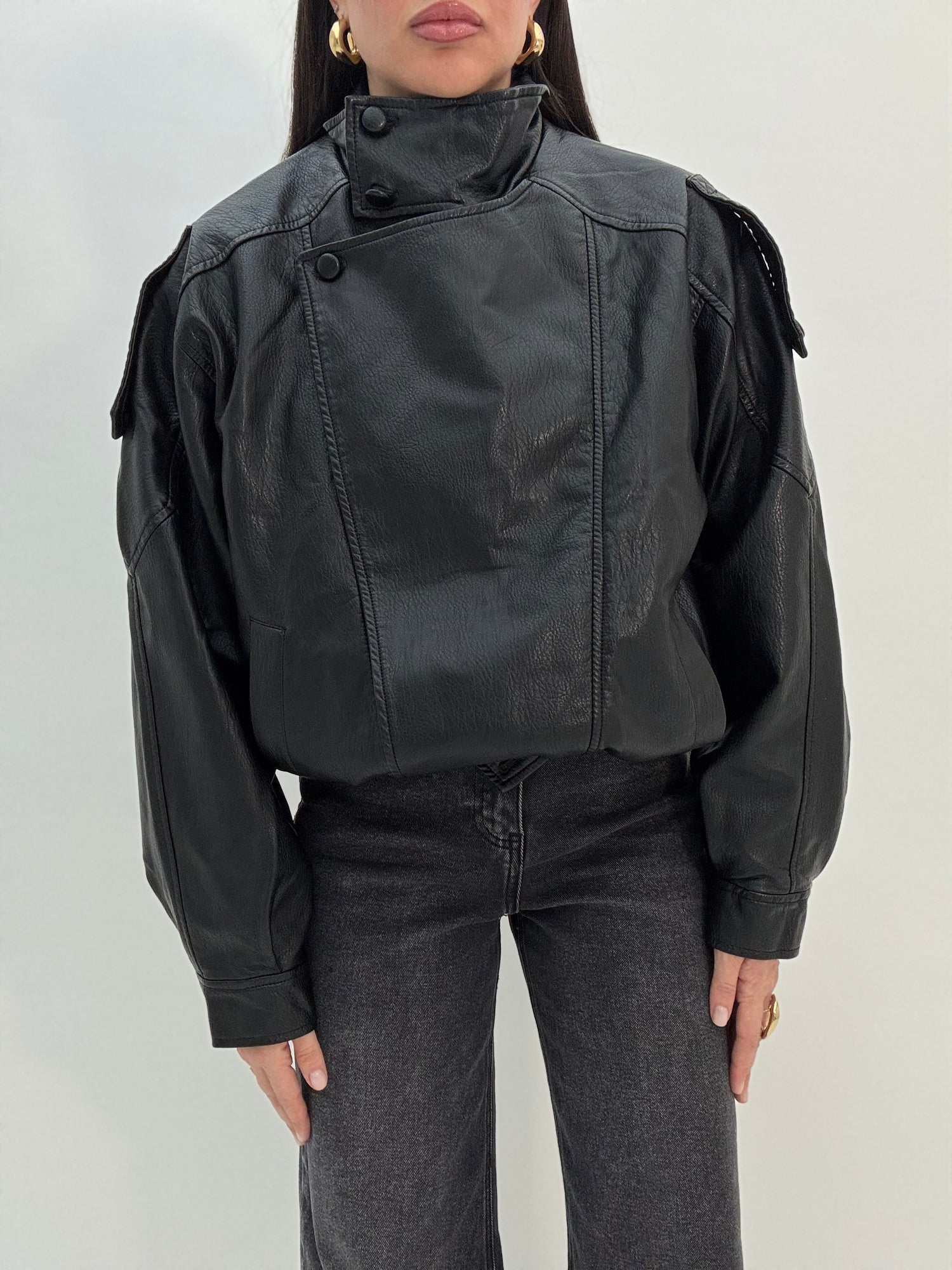 Chiodo/Bomber ‘LAVIA’ ecopelle Nero