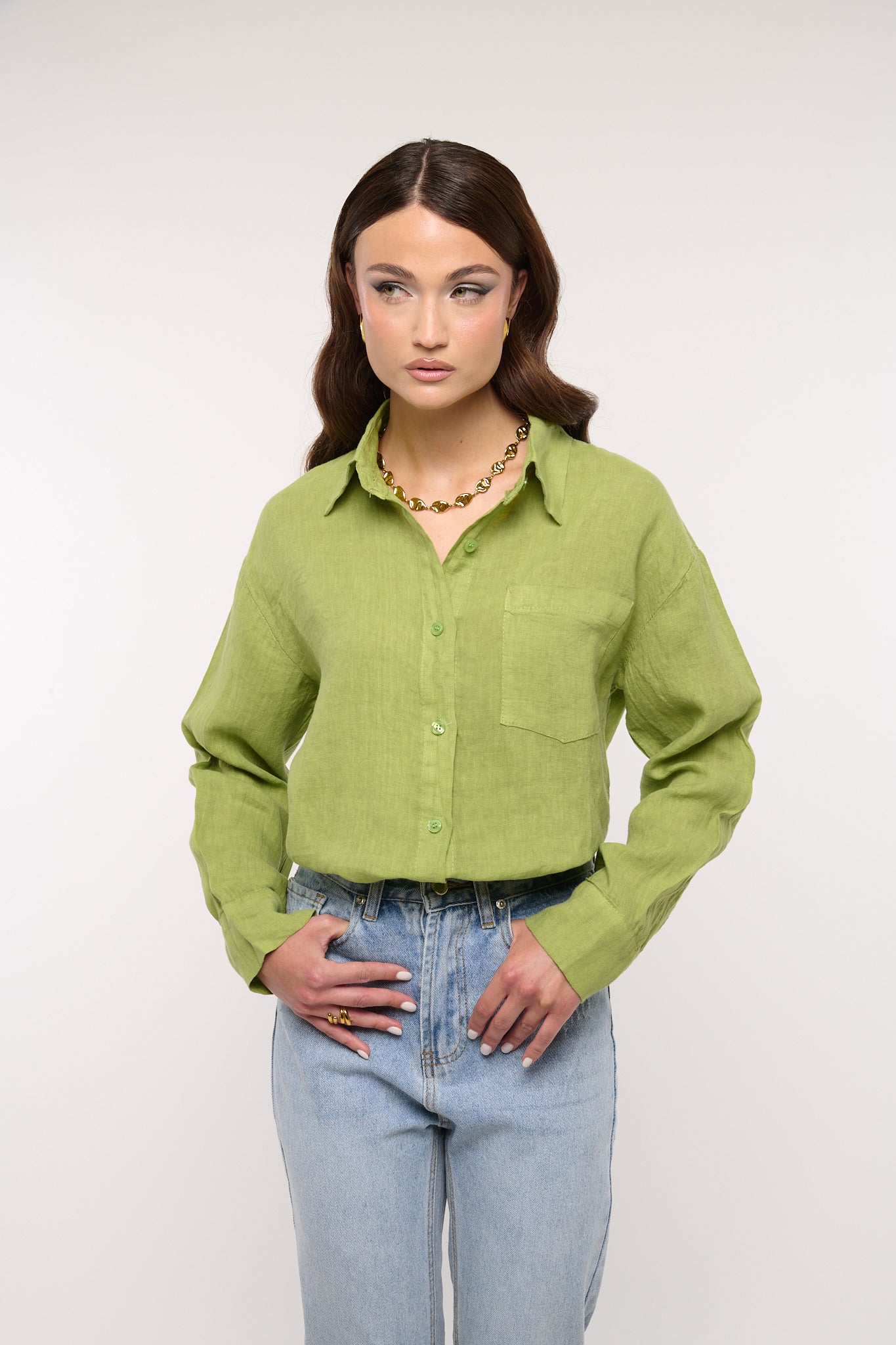 Camicia ‘100% LINO’ Verde