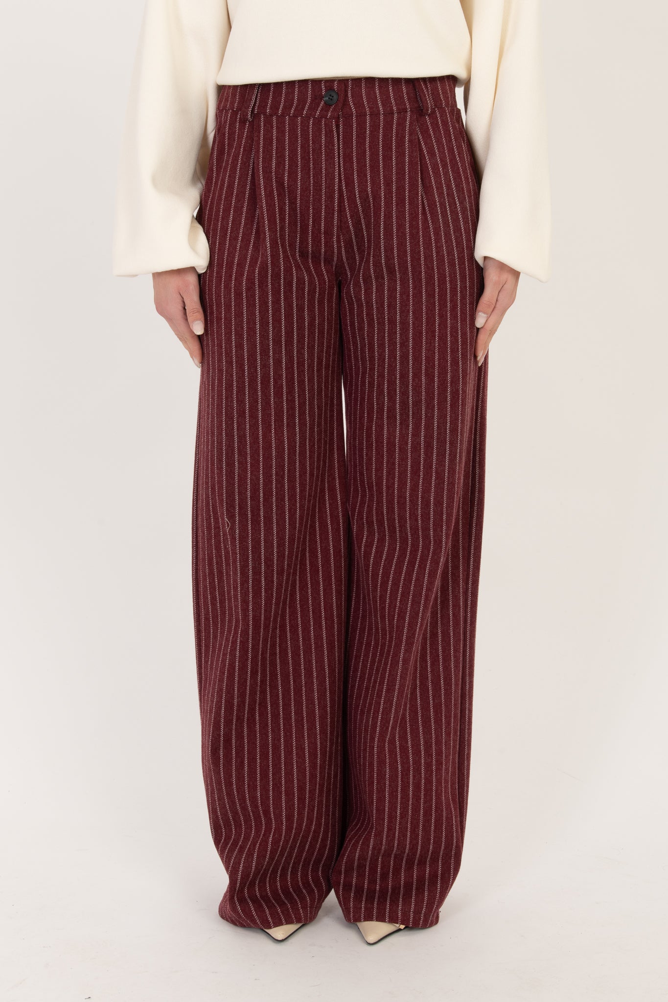 Pantalone ‘2% LANA’ Gessato Bordeaux