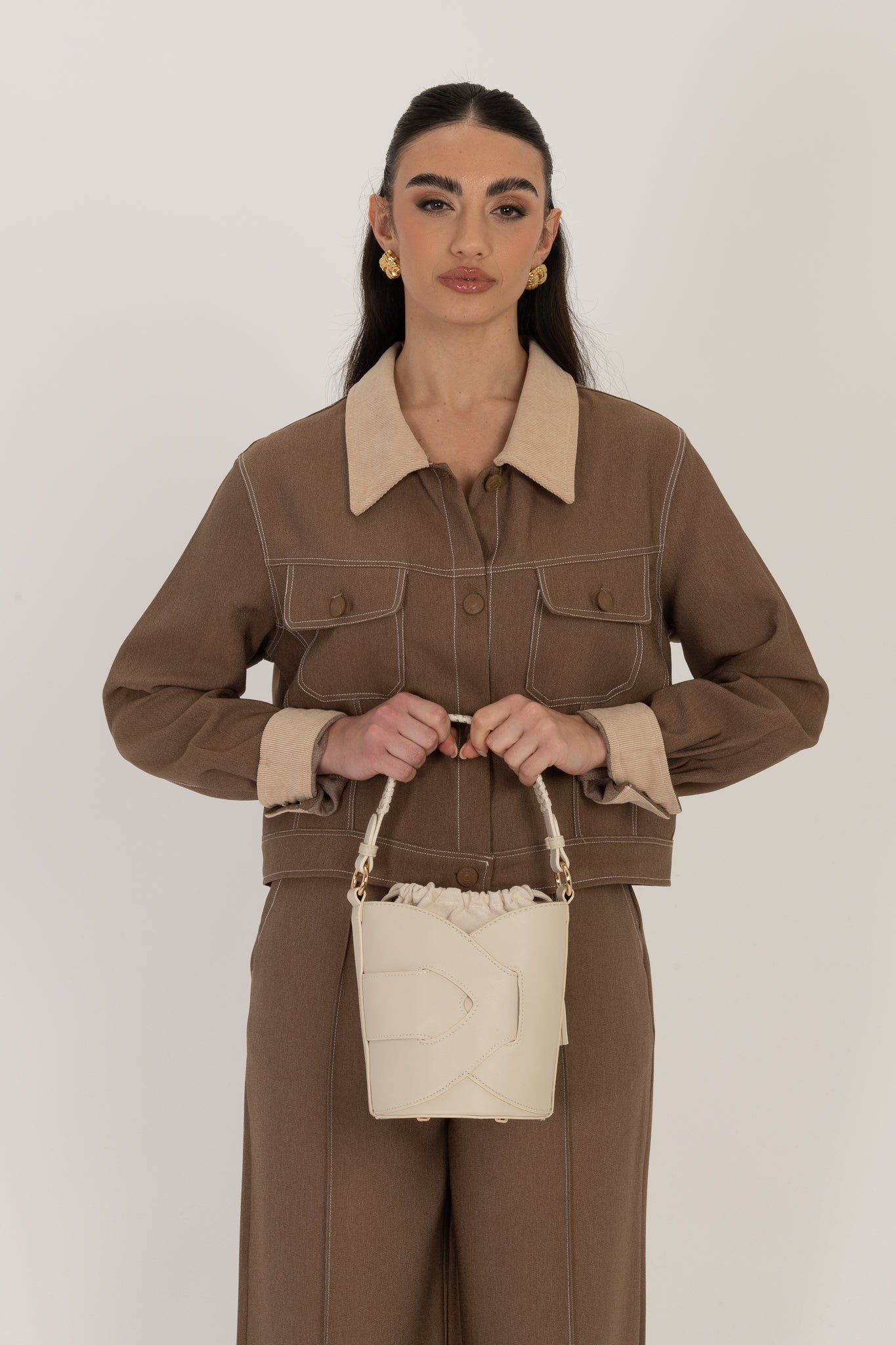 Borsa ‘SECCHIELLO INTRECCIATA’ Beige