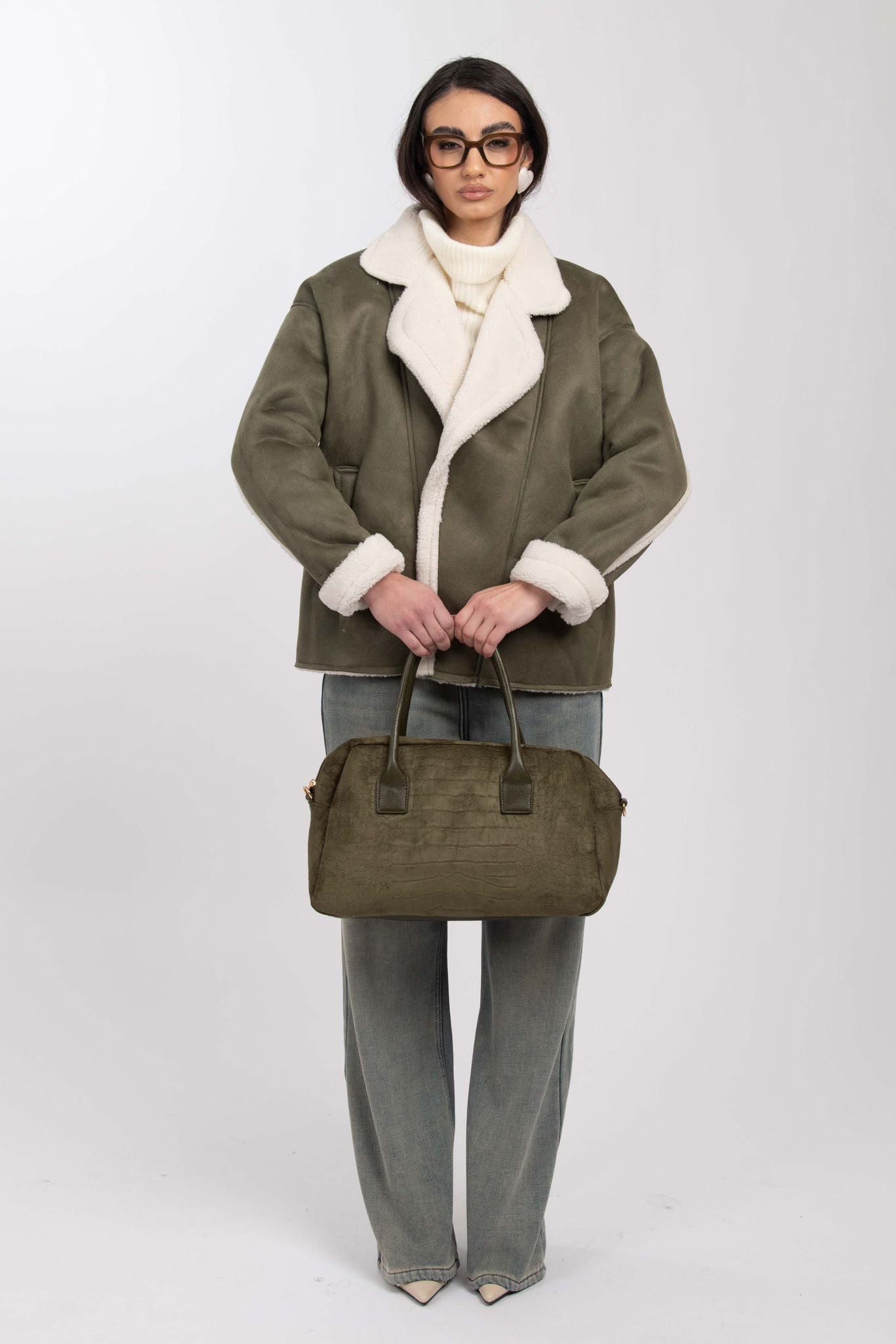 Montone ‘SUEDE e PELLICCIA’ Verde Militare