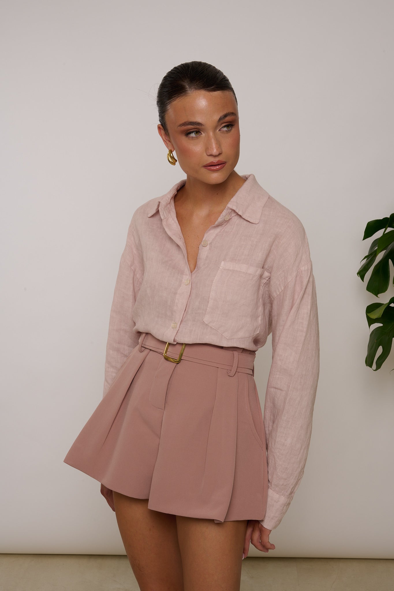 Camicia ‘100% LINO’ Rosa Cipria