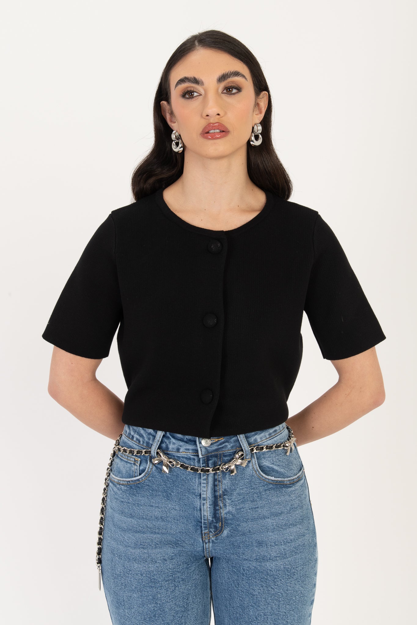 Maglione ‘BOTTONI RIVESTITI ’ Nero