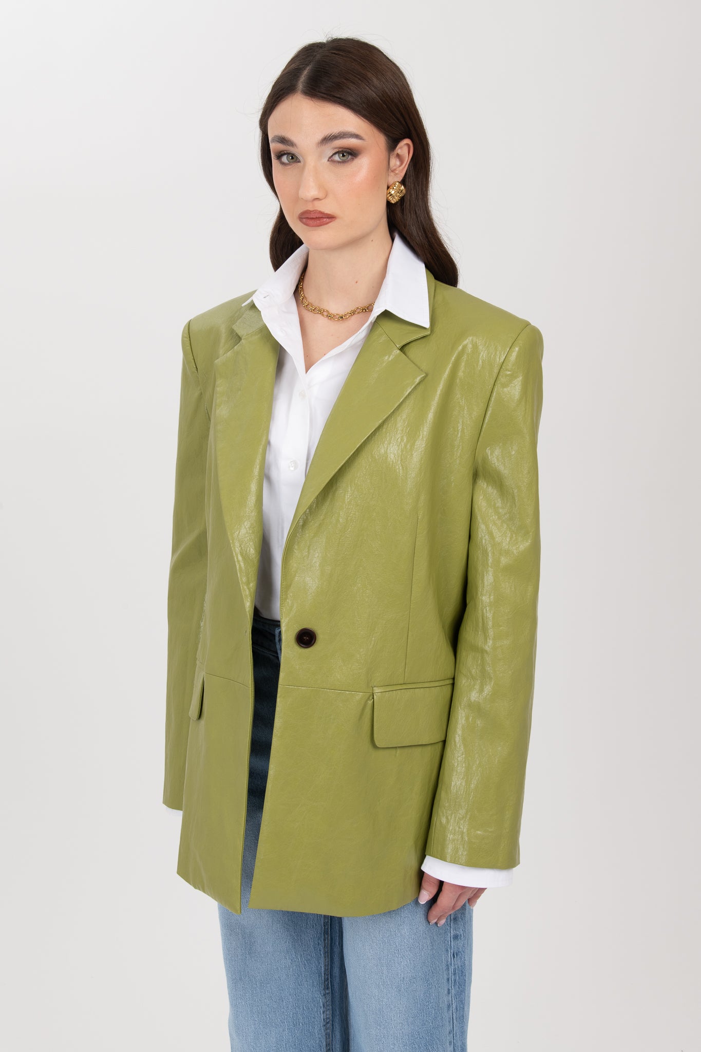 Blazer ‘ECO-PELLE VERNICE BY LUMINA’ Pistacchio