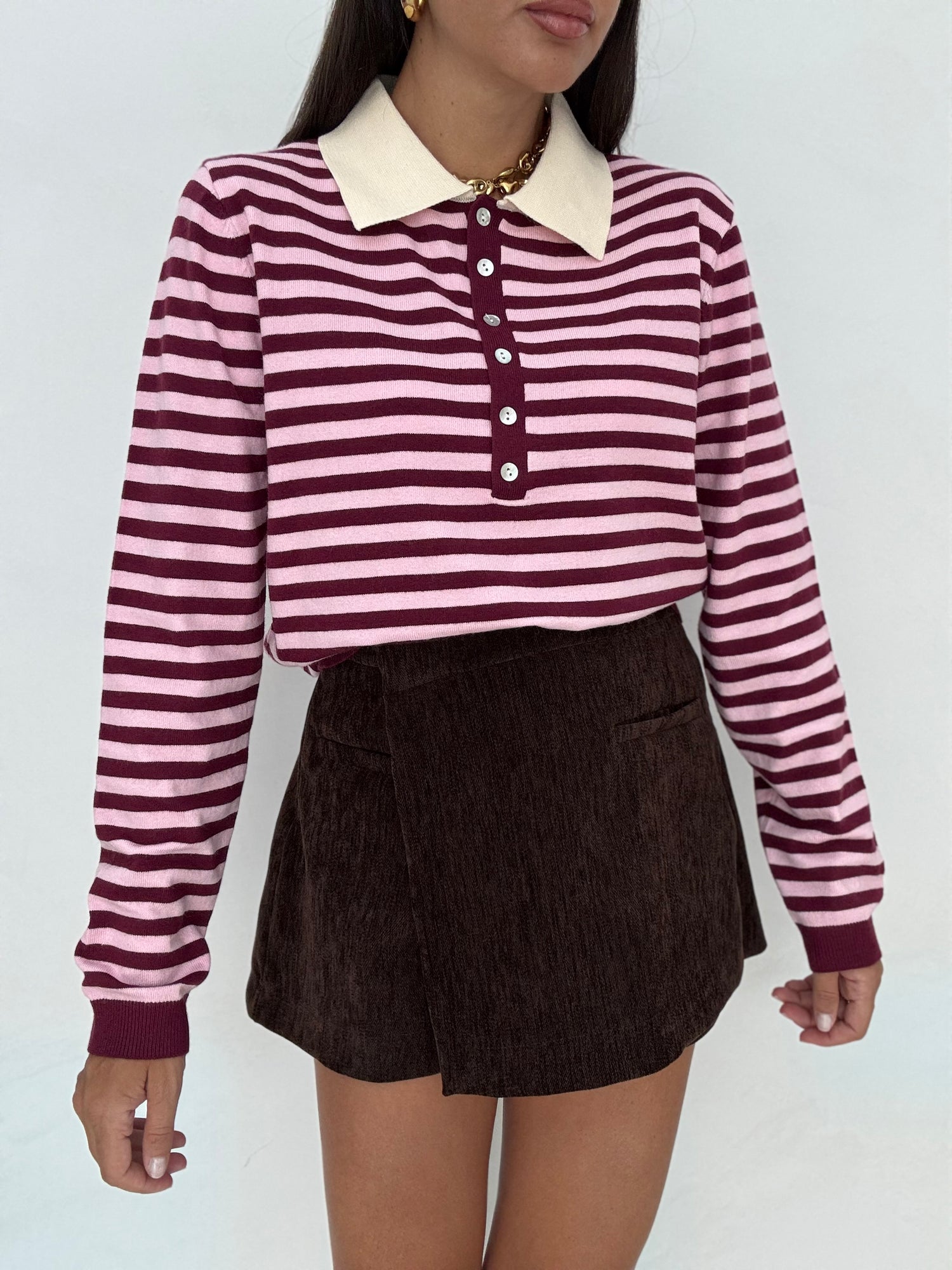 Maglia/Polo ‘RIGHE’ Rosa e Bordeaux