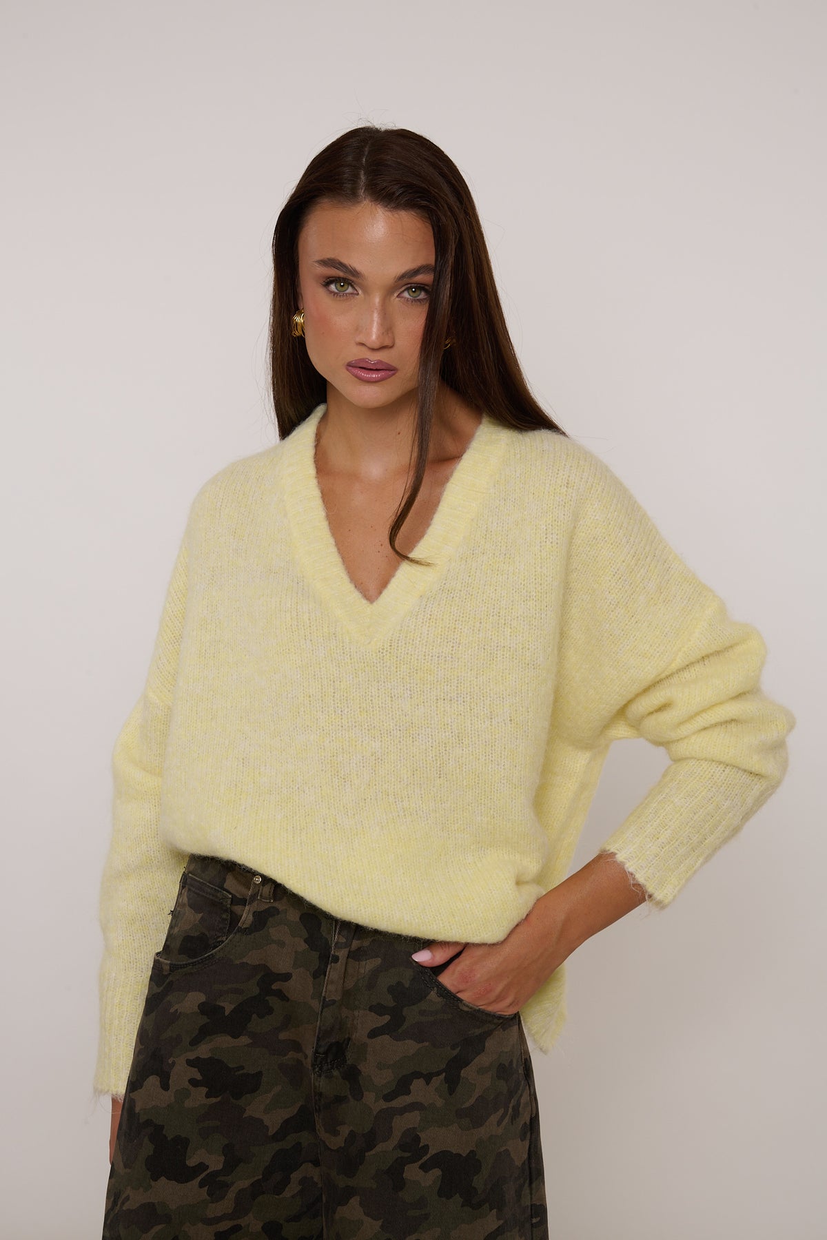 Maglione ‘SCOLLO V’ 5% LANA Giallo