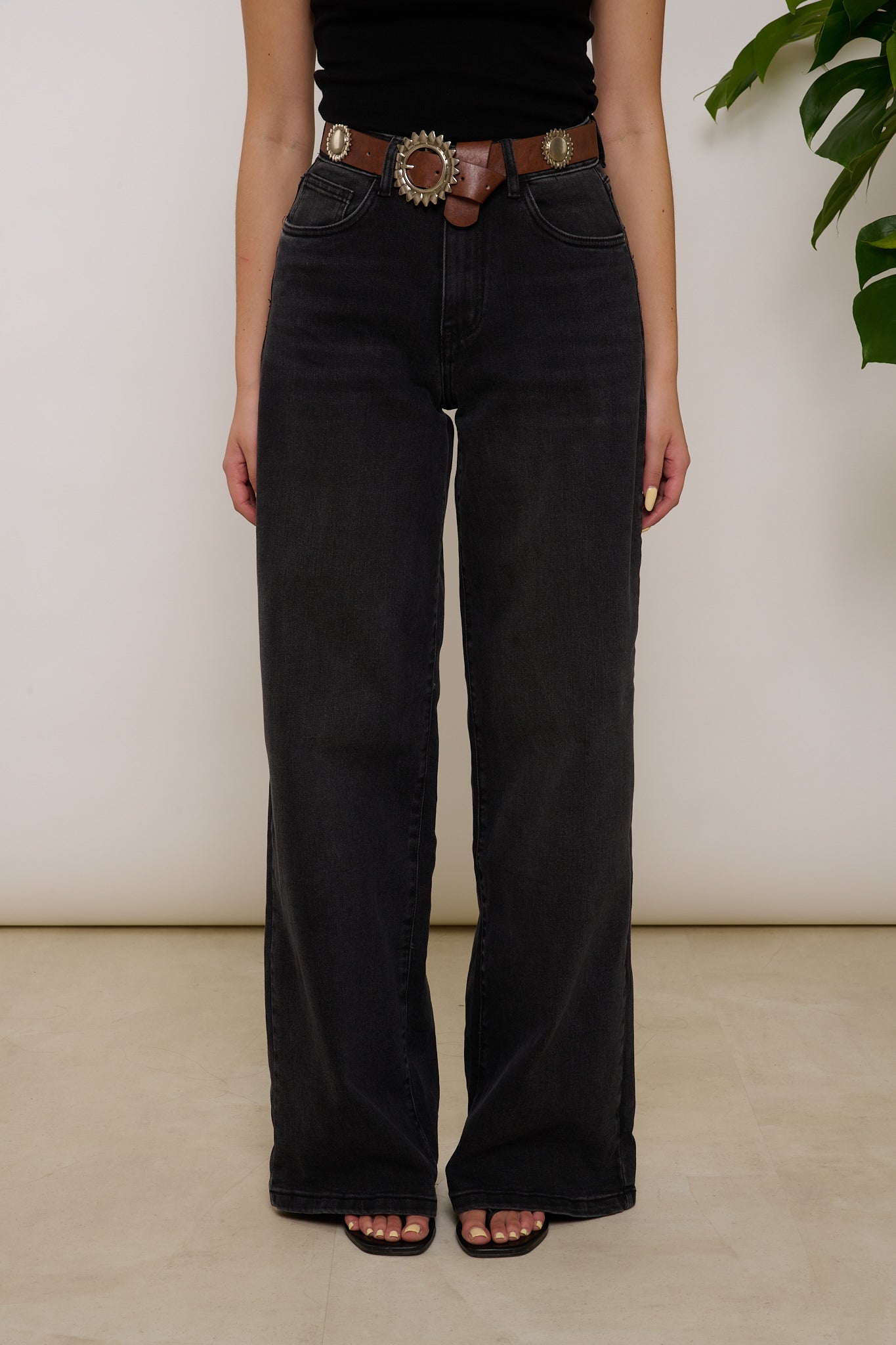 Jeans ‘WIDE LEG+CINTURA SOLE’ Nero
