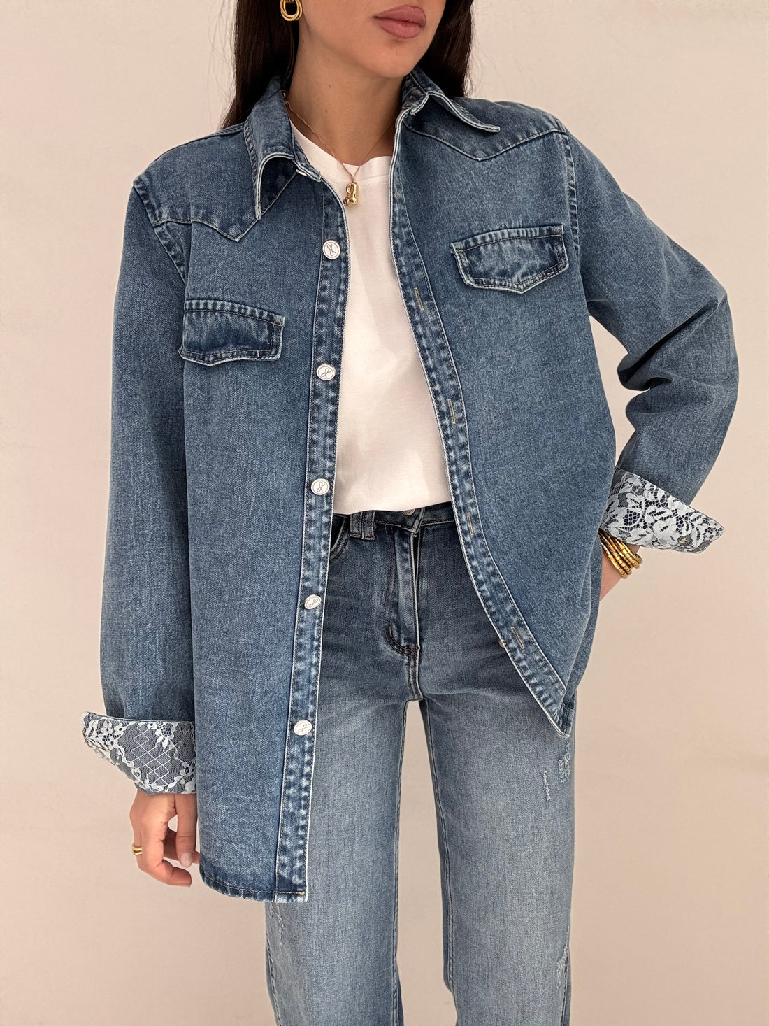 Camicia ‘BOTTONI MINI FIOCCO’ in Denim