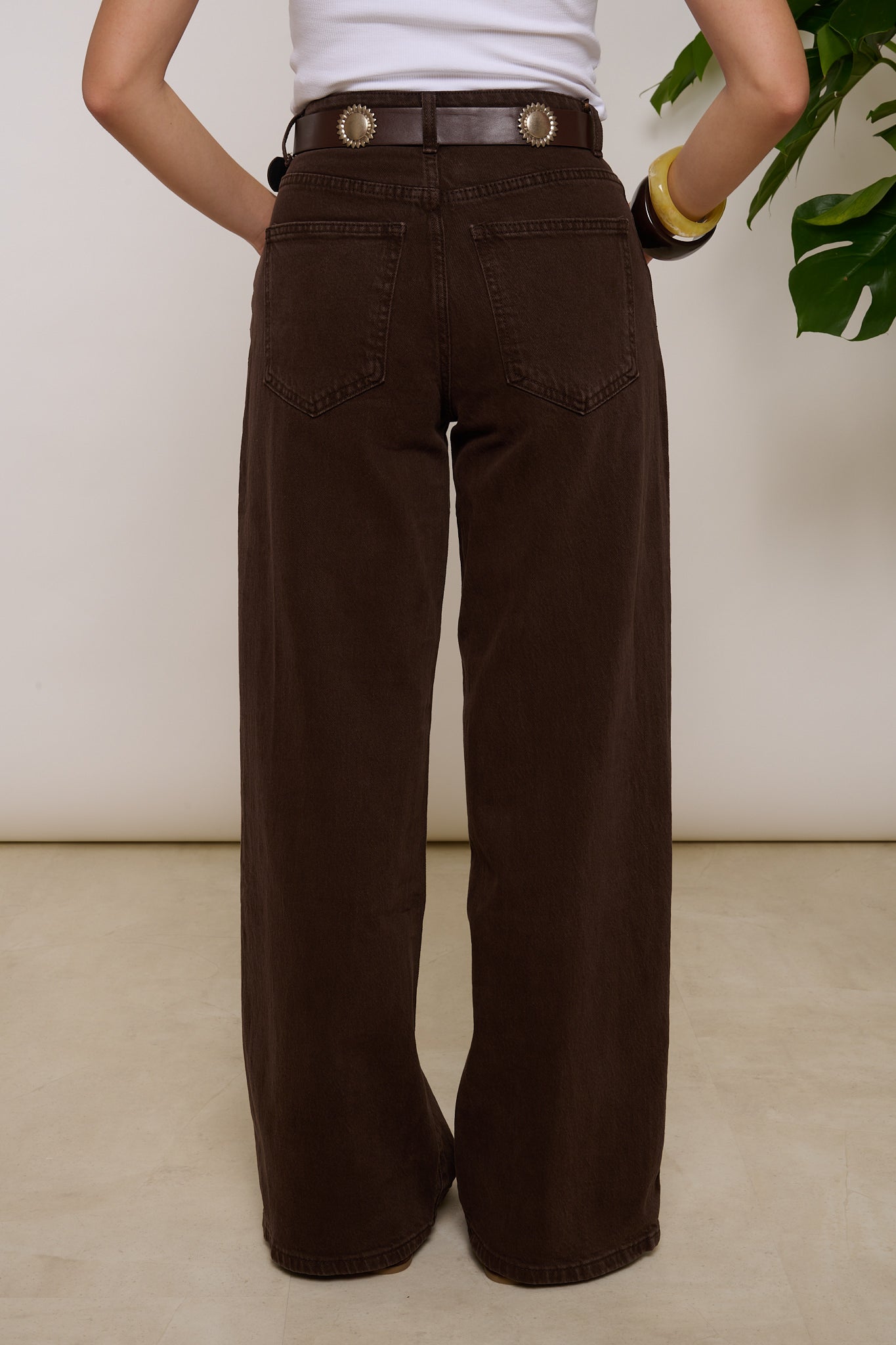 Jeans ‘WIDE LEG+CINTURA SOLE’ Cacao