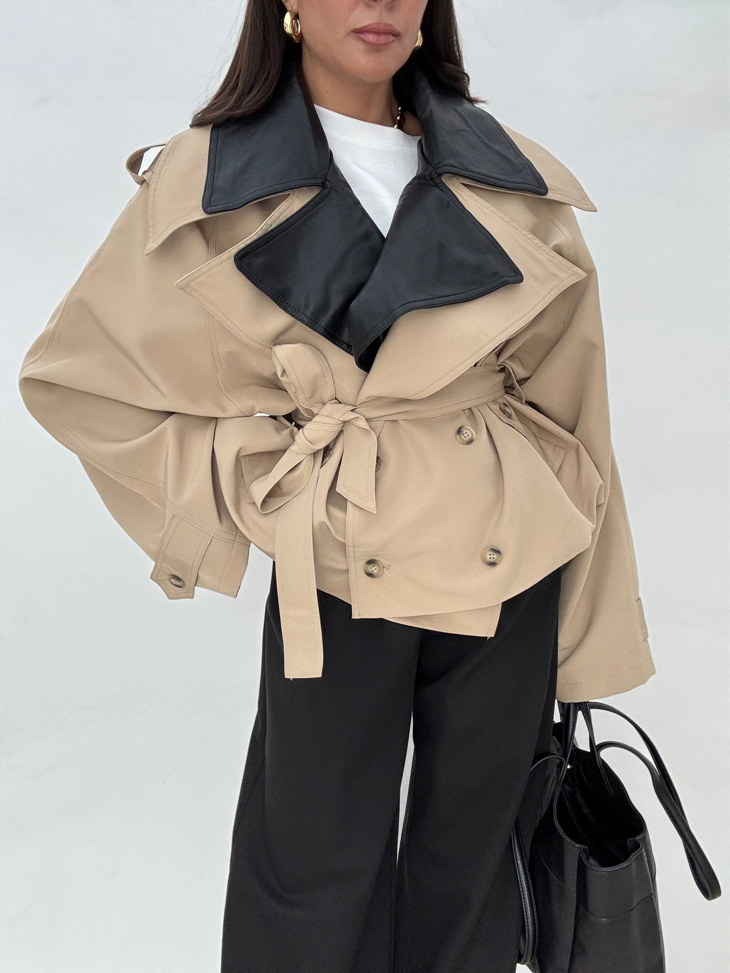 Trench crop ‘DETTAGLIO IN ECOPELLE’ Camel