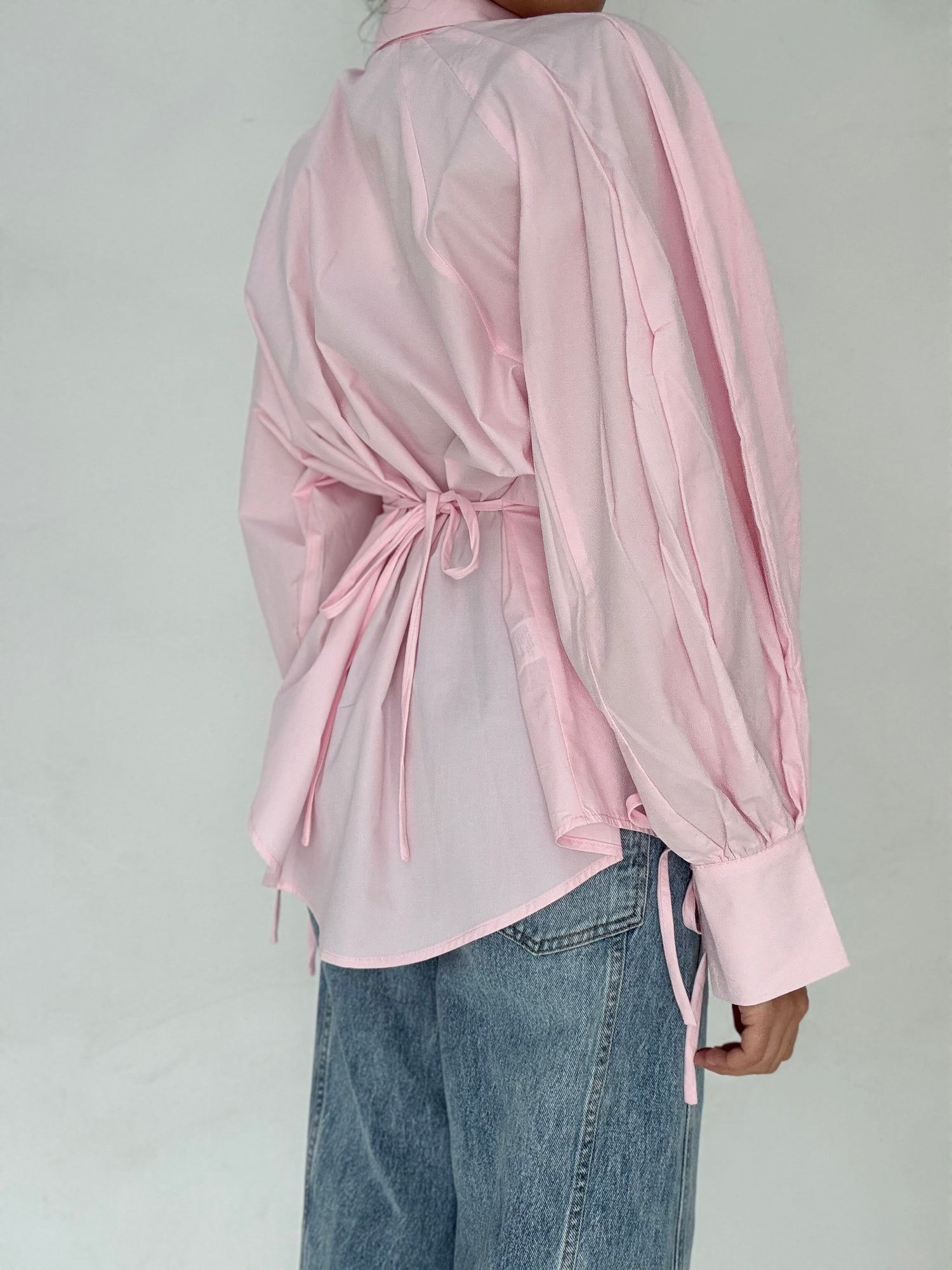 Camicia ‘80% COTONE’ con laccetto Rosa