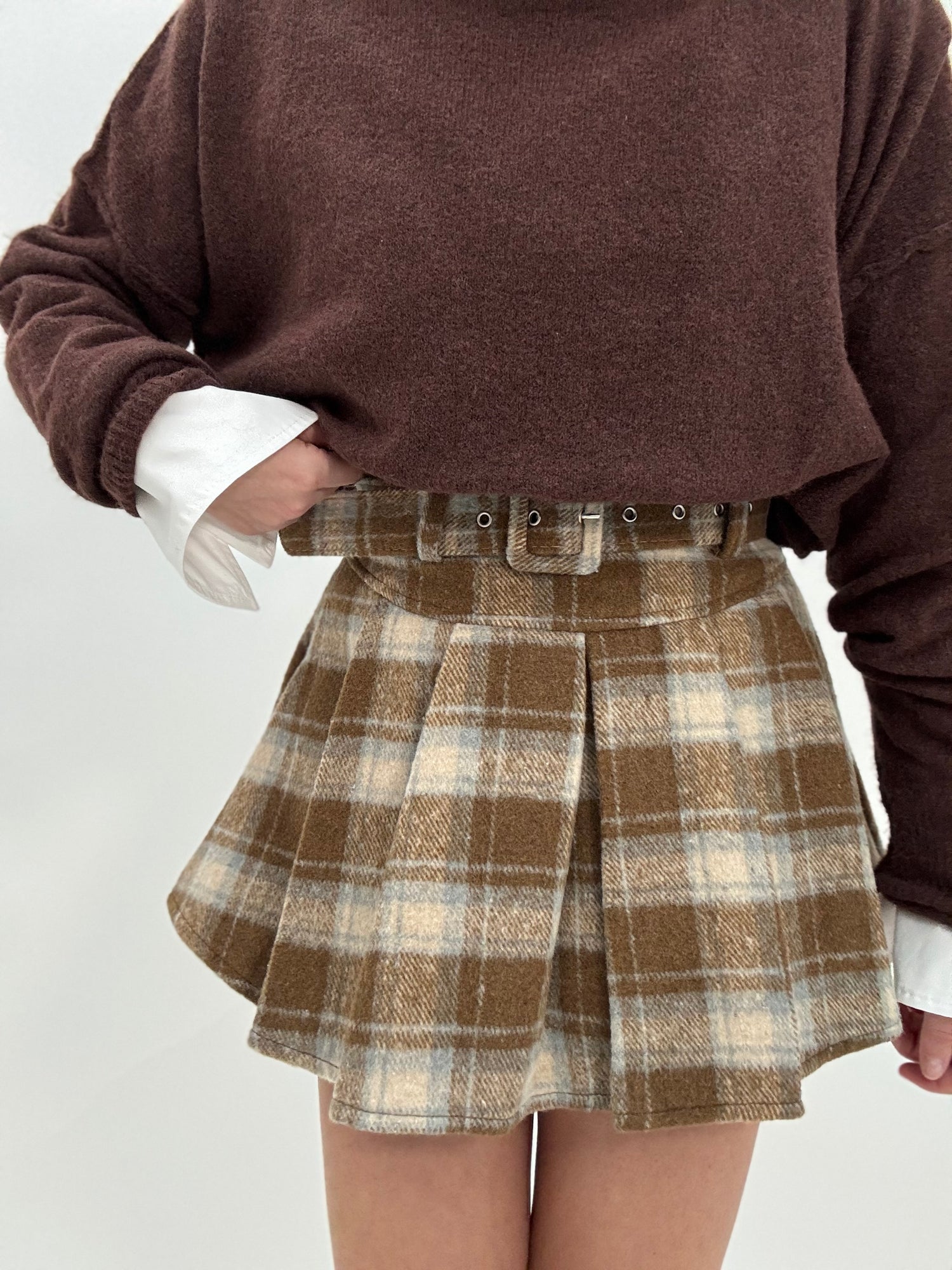 Gonna/Pantaloncino ‘ IN FLANELLA’ beige e azzurra