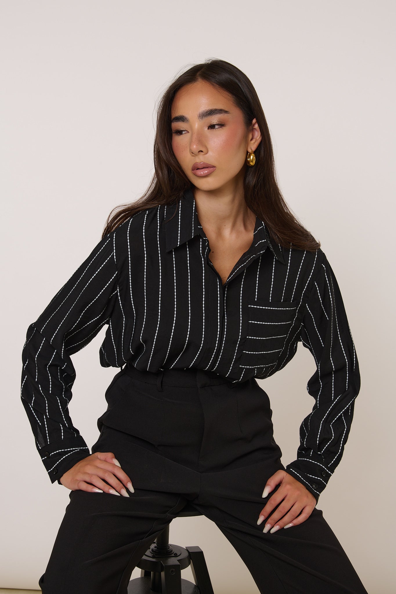Camicia ‘RIGHE’ Nera