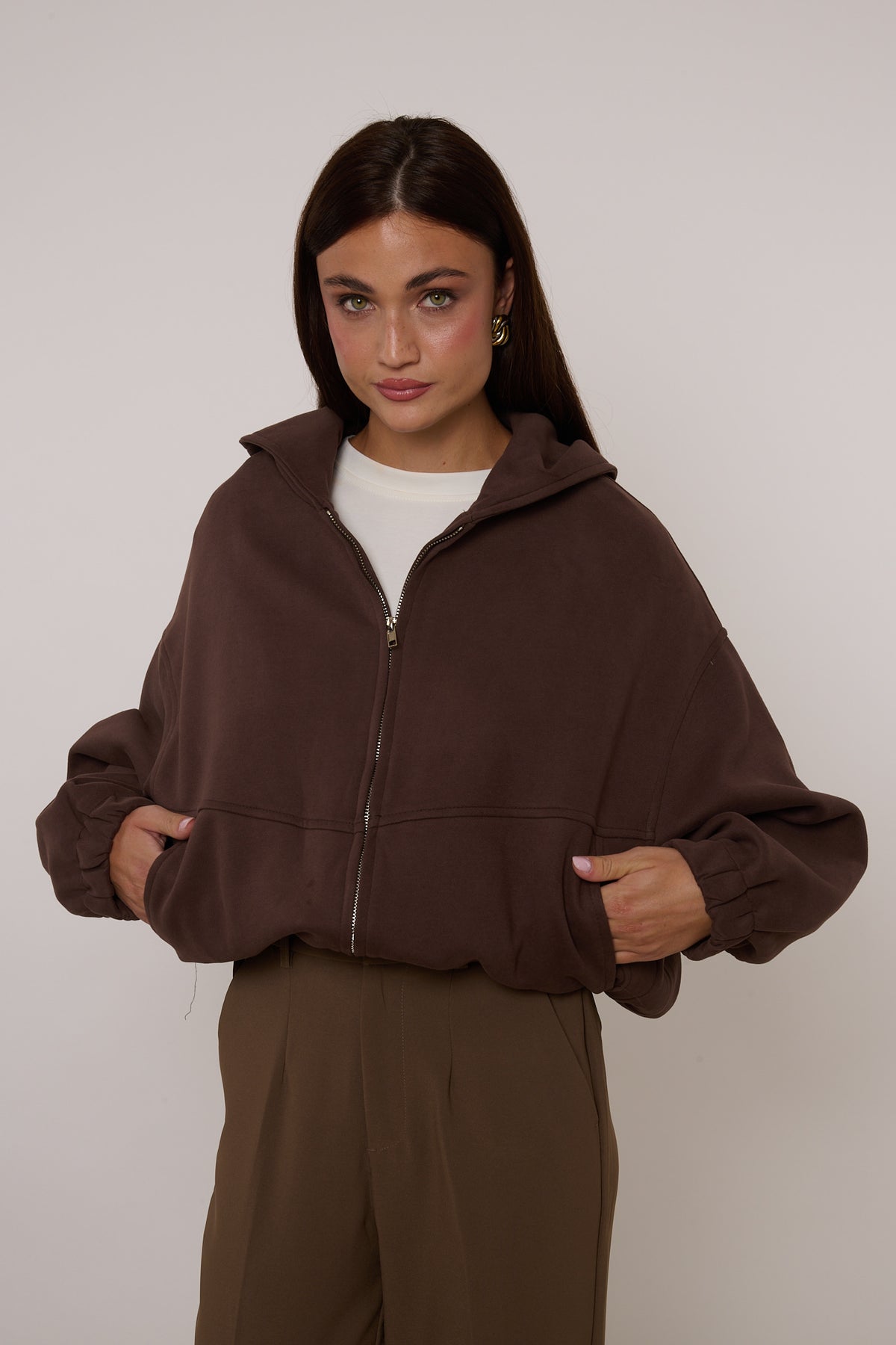 Felpa con ‘ZIP’ Cacao