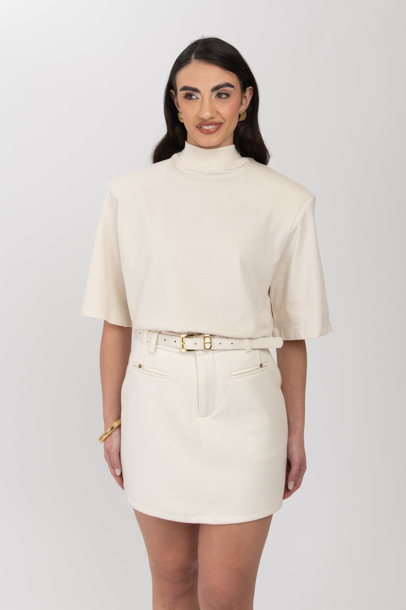 Maglia ‘MEZZO COLLO e MAXI SPALLINA’ 100%COTONE Panna