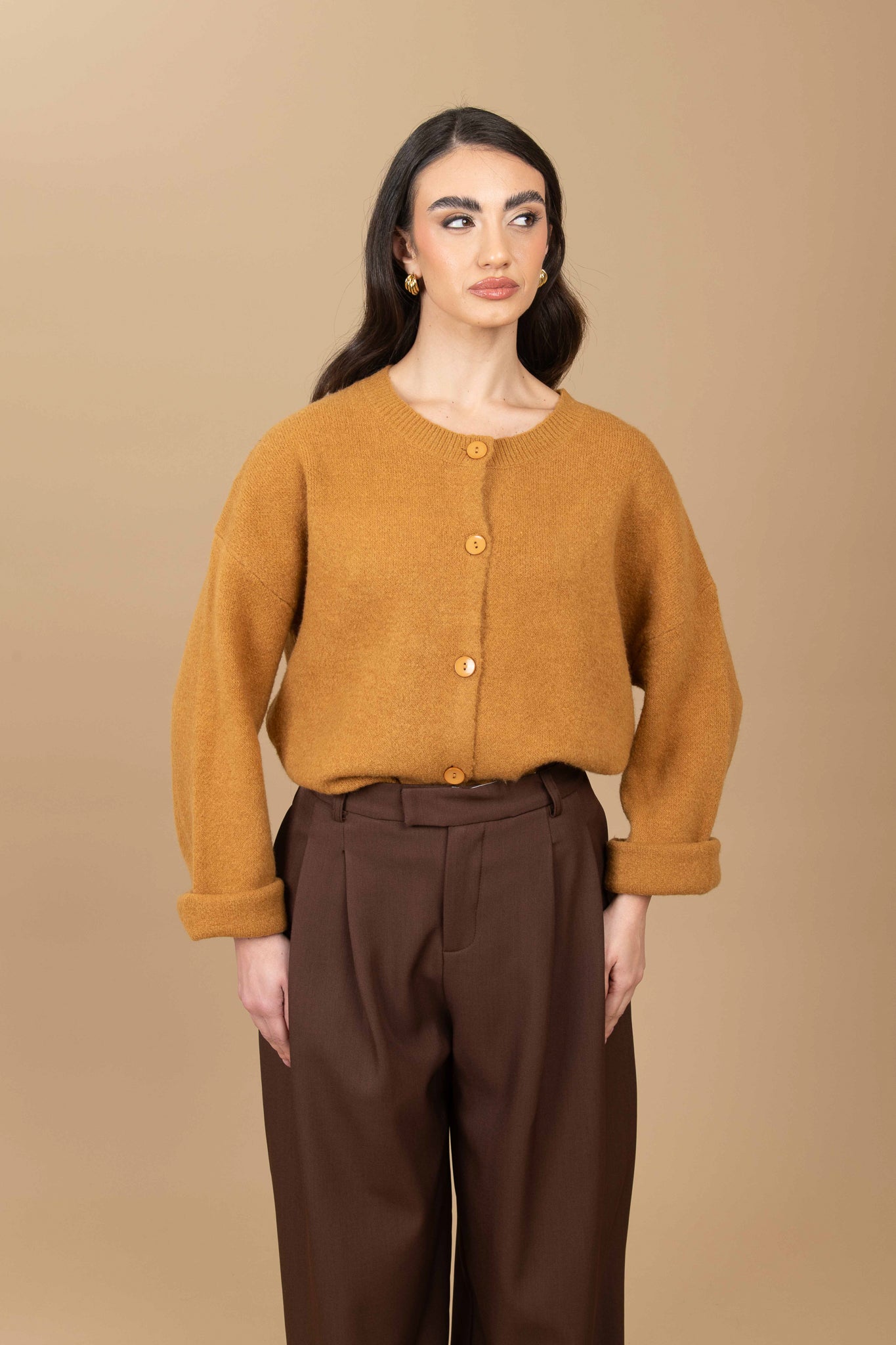 Cardigan ‘BASIC CON BOTTONI’ Senape