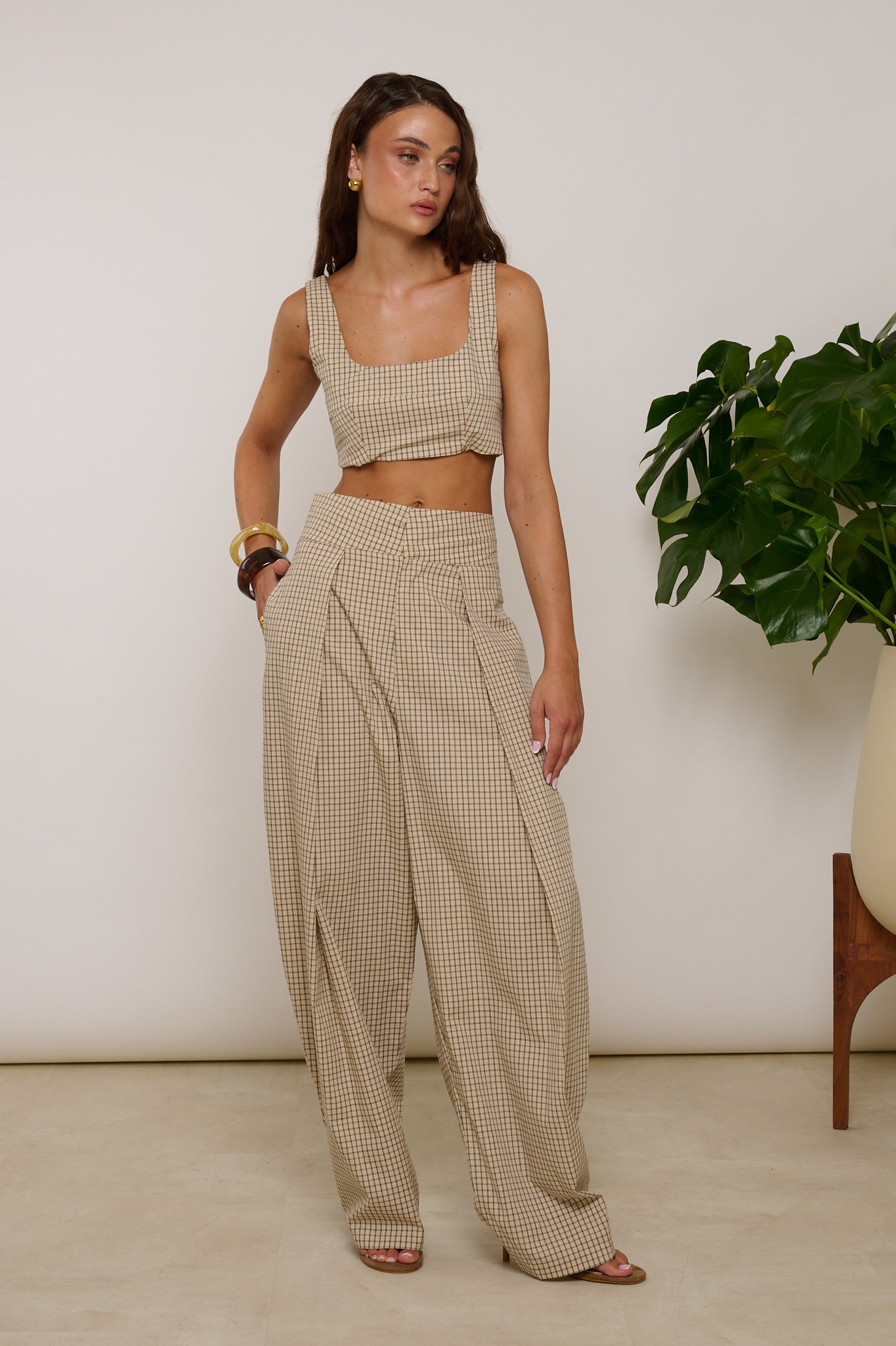 Coordinato ‘QUADRI’ 57% COTONE Panna