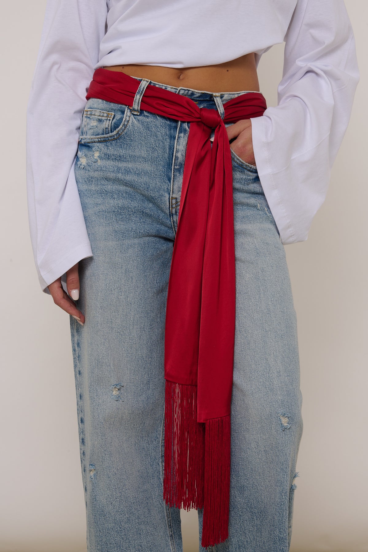 Cintura ‘FRANGE’ Simil Raso Rosso