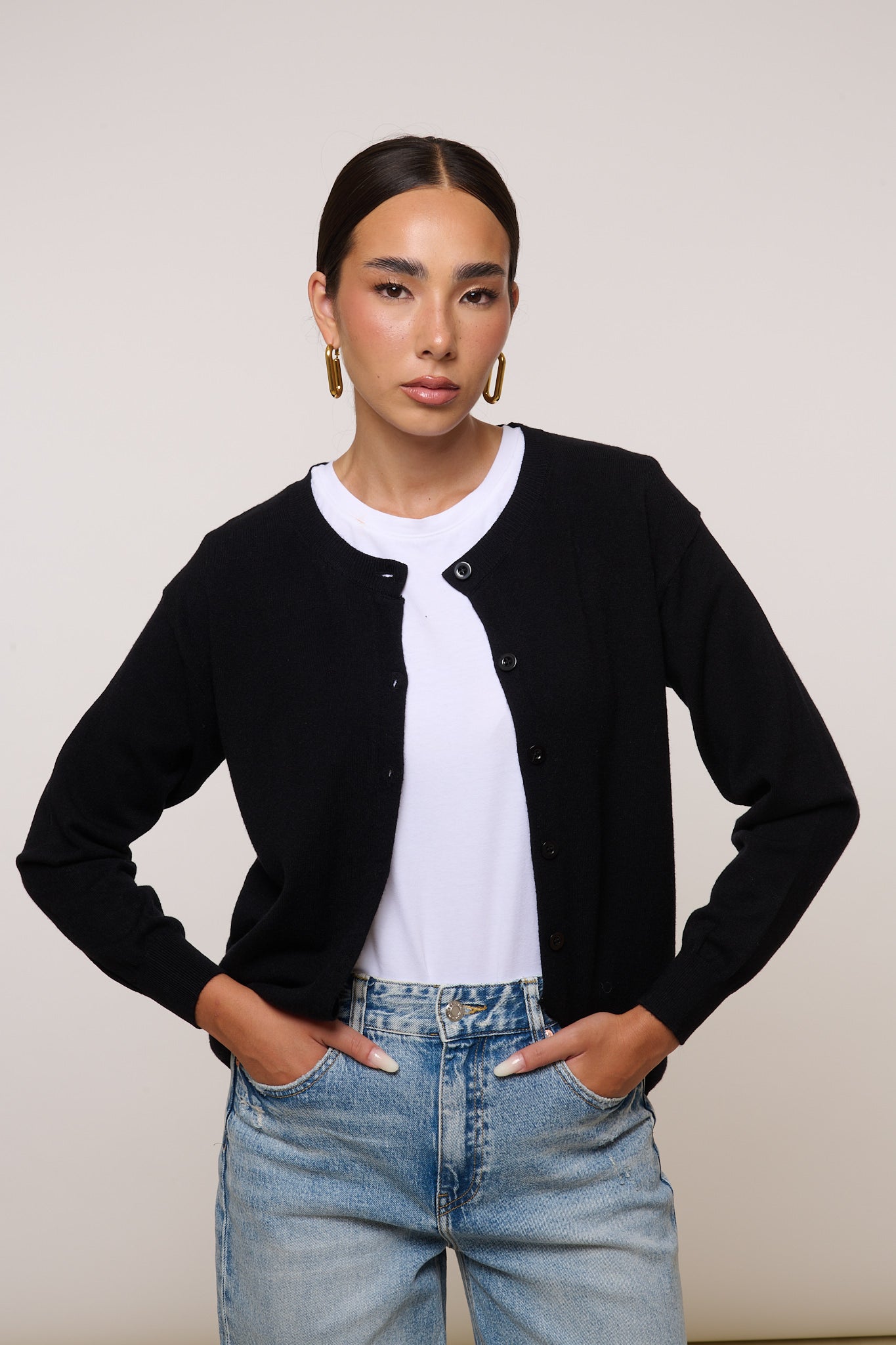 Cardigan Bottoncini ‘65% COTONE’ Nero