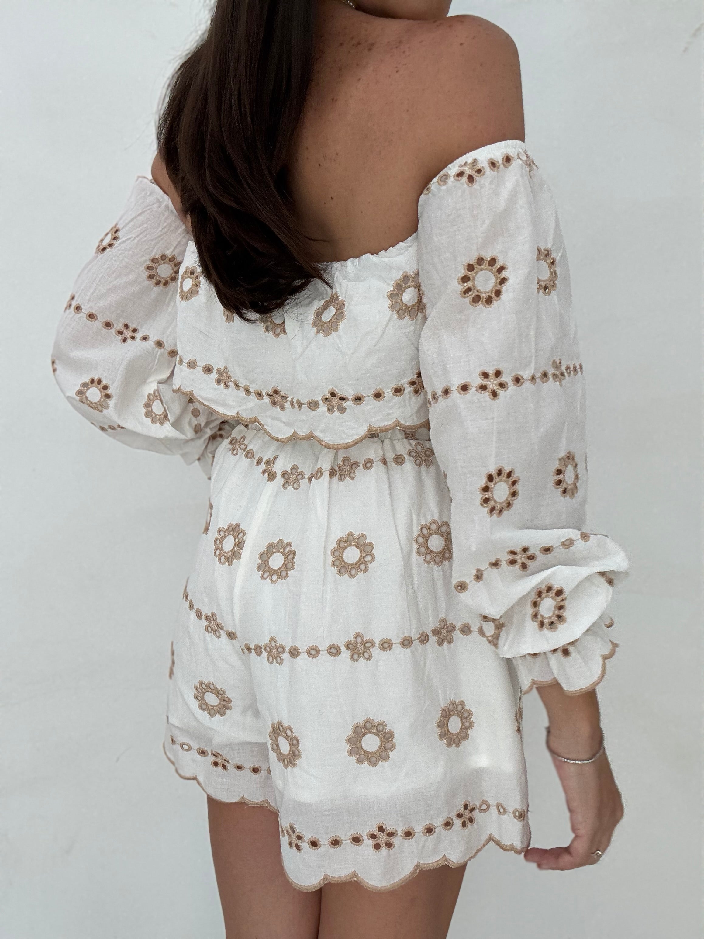 Pantaloncino ‘PIZZO SANGALLO 100%COTONE 3&amp;33’ Bianco e Beige
