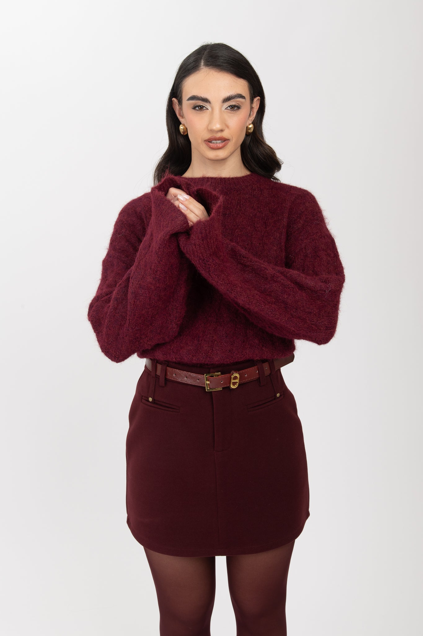 Maglione ‘TRECCE’ 7%lana Bordeaux