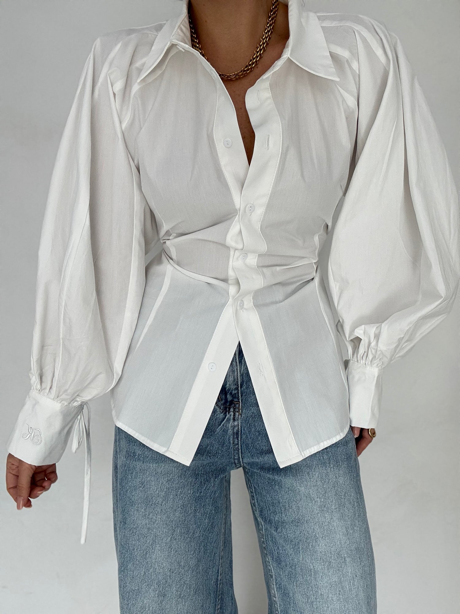 Camicia ‘80% COTONE’ con laccetto Bianca