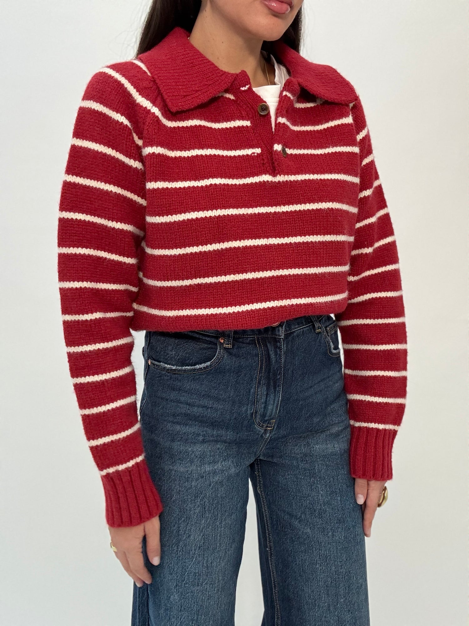 Maglione ‘RIGHE’ 3&33 Rosso