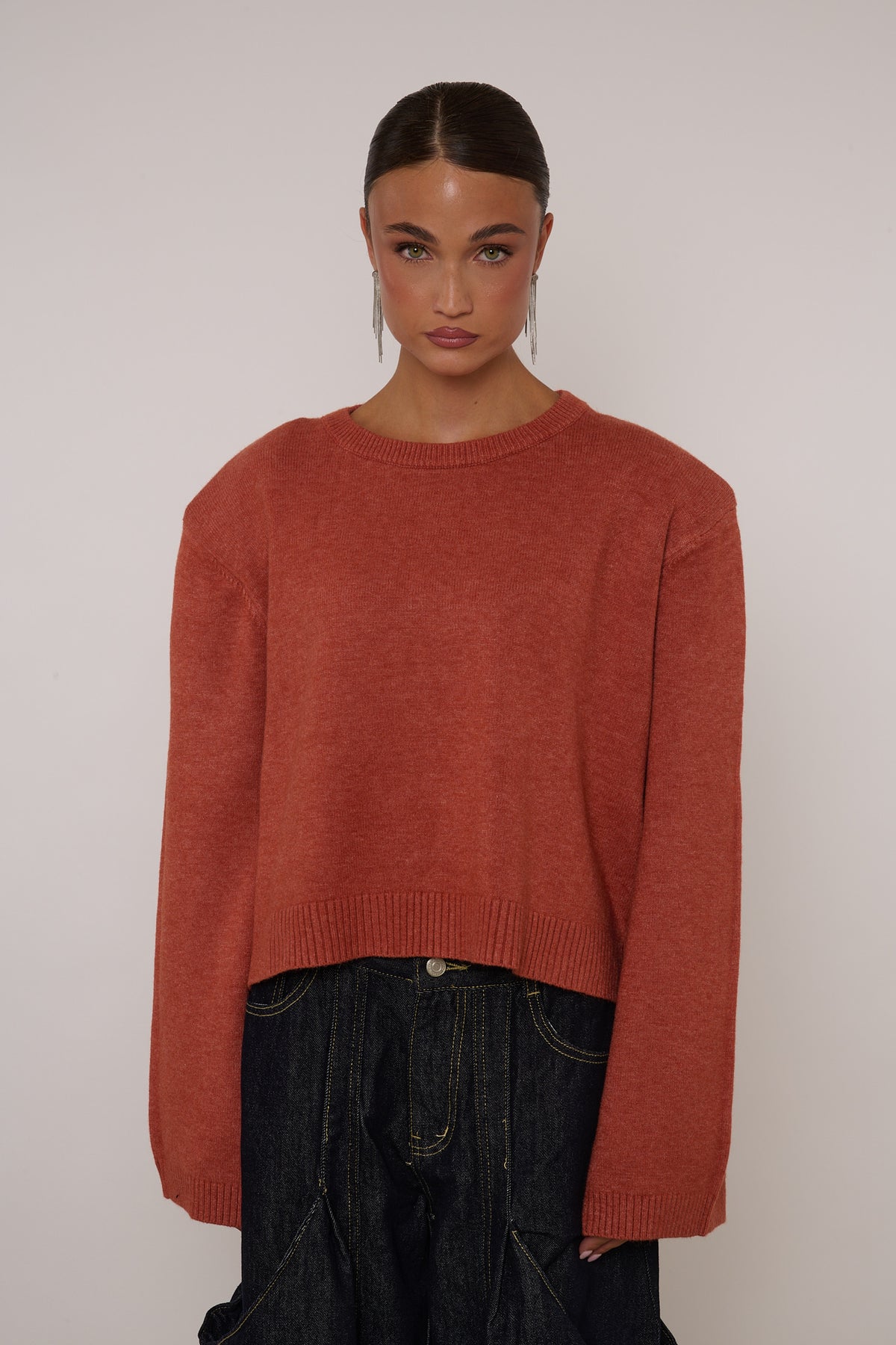 Maglione ‘MAXI SPALLINA’ girocollo Rame