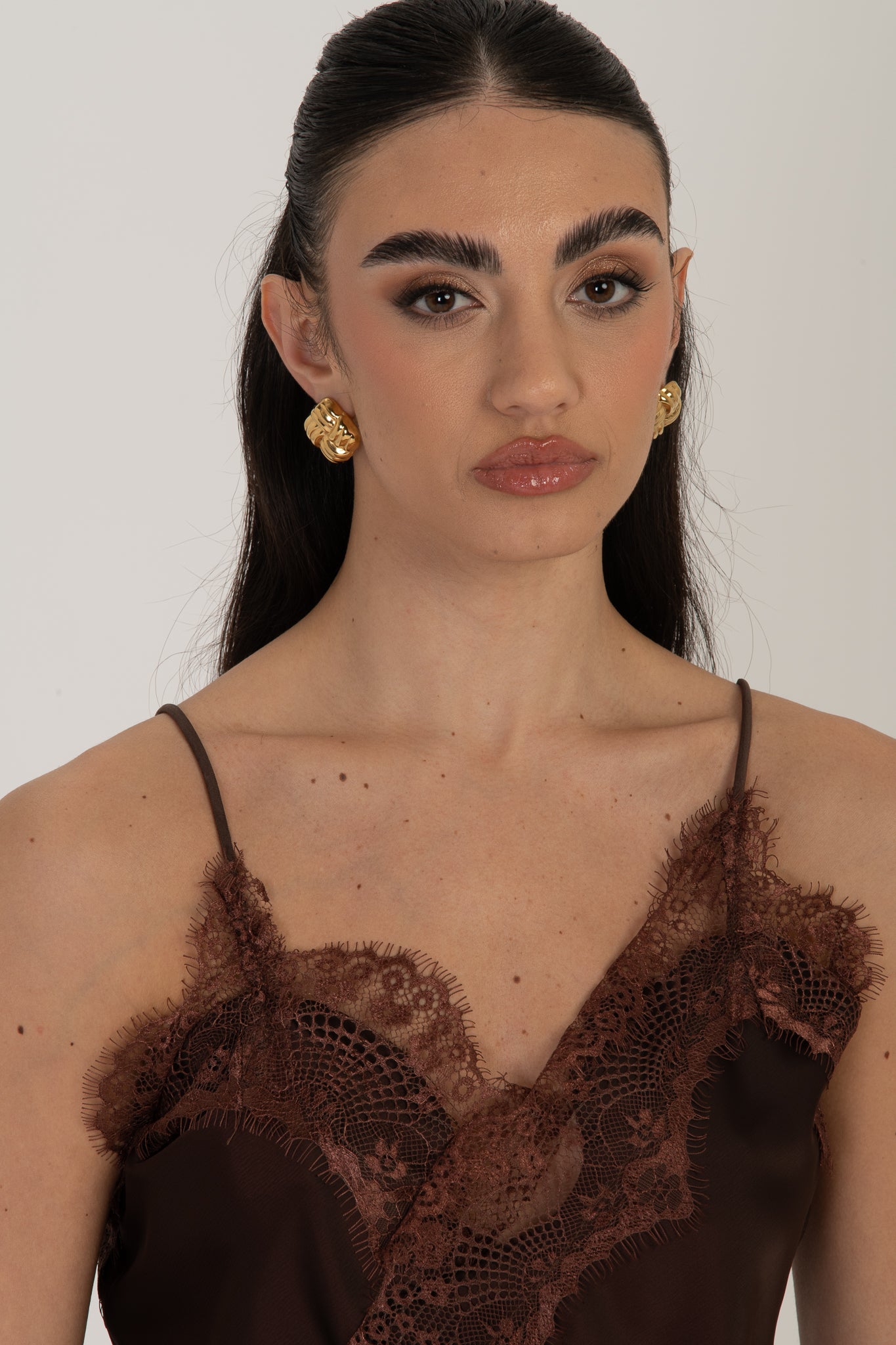 Canotta ‘SIMIL RASO IN PIZZO’ Cacao