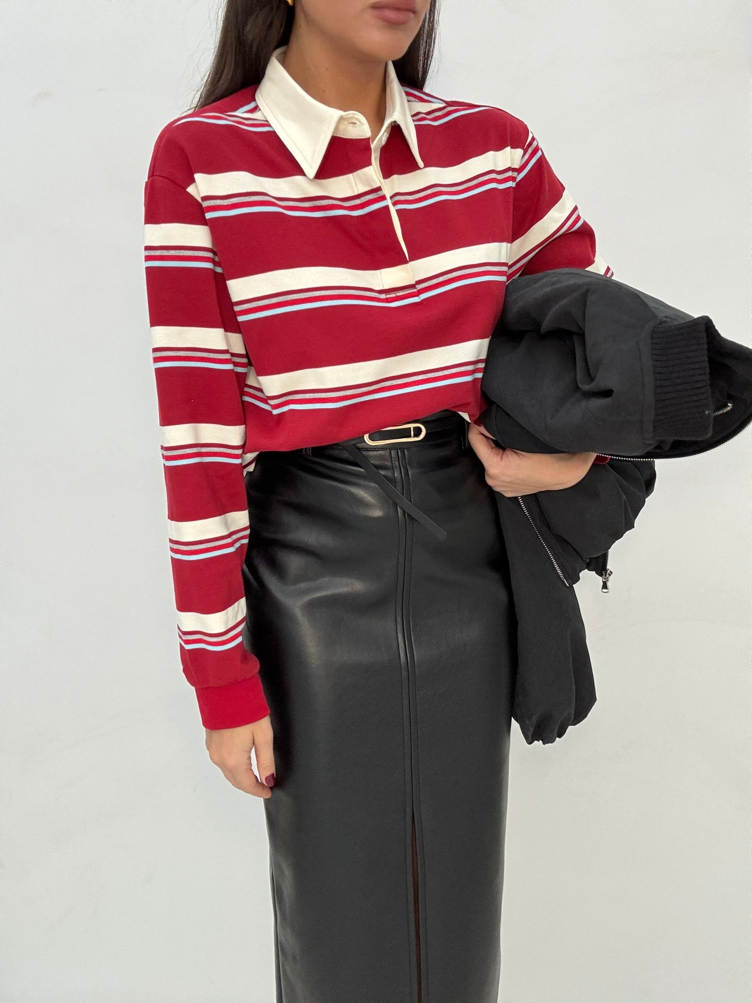 Maglia/Polo ‘CRYSTAL 60%COTONE’ righe Rossa e Turchese