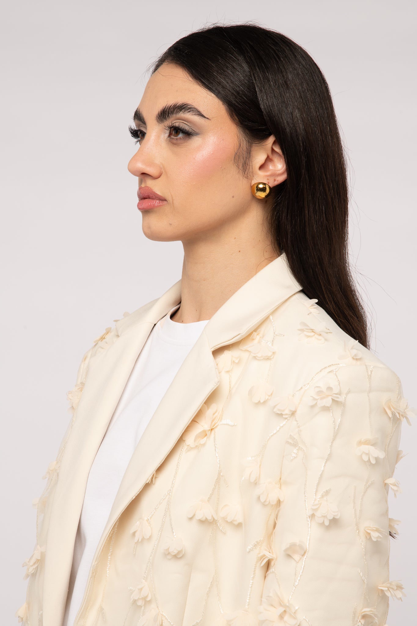 Blazer ‘APPLICAZIONI FLOREALI’ Panna