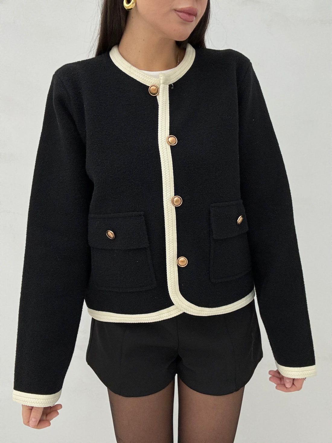 Cardigan ‘OLD MONEY 2.0’ bottoni oro Nero